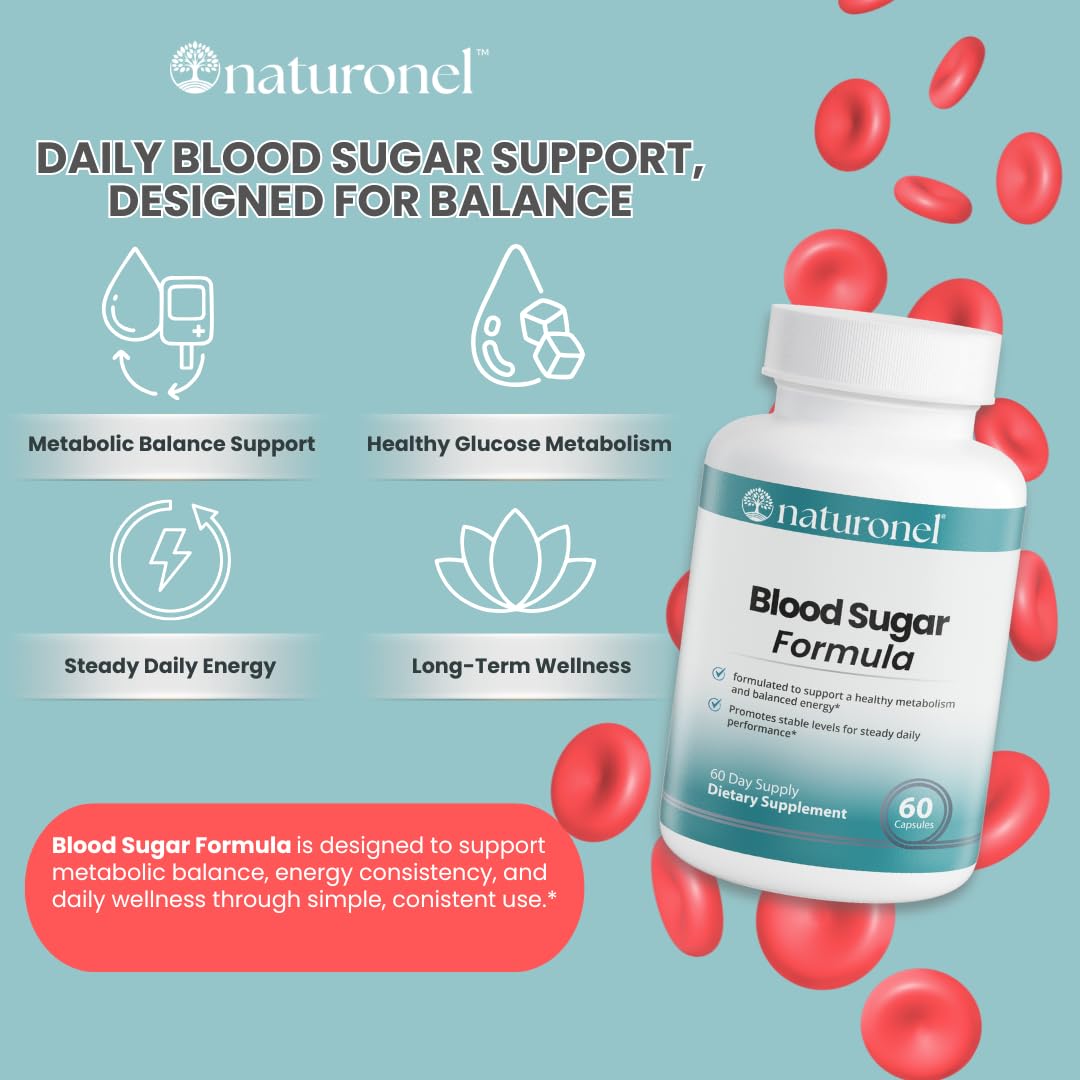 Naturonel Blood Sugar Formula – Metabolic Support with Cinnamon, Banaba, Bitter Melon, Guggul, Licorice, Gymnema, Juniper, Alpha Lipoic Acid & Chromium | Made in USA, GMP Certified - TrustMedUSA
