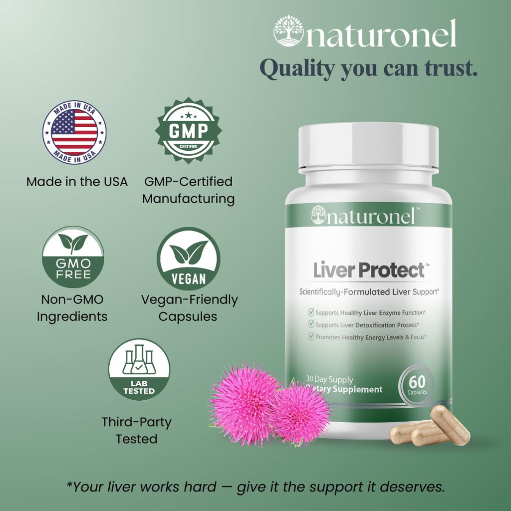 Naturonel Liver Protect – Liver Cleanse Detox & Repair | Liver Detox with Milk Thistle, Beetroot, Artichoke, Dandelion, Chicory, Yarrow, Jujube & Herbal Detox Blend | Made in USA, GMP Certified (1) - TrustMedUSA