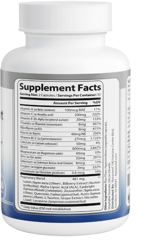 Naturonel Macular Support Formula – Vision & Eye Health with Lutein, Zeaxanthin, Bilberry, Eyebright & Antioxidants | Non-GMO, Made in USA, GMP Certified – 60 Capsules, 30 Day Supply (1) - TrustMedUSA