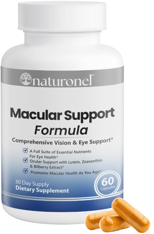 Naturonel Macular Support Formula – Vision & Eye Health with Lutein, Zeaxanthin, Bilberry, Eyebright & Antioxidants | Non-GMO, Made in USA, GMP Certified – 60 Capsules, 30 Day Supply (1) - TrustMedUSA