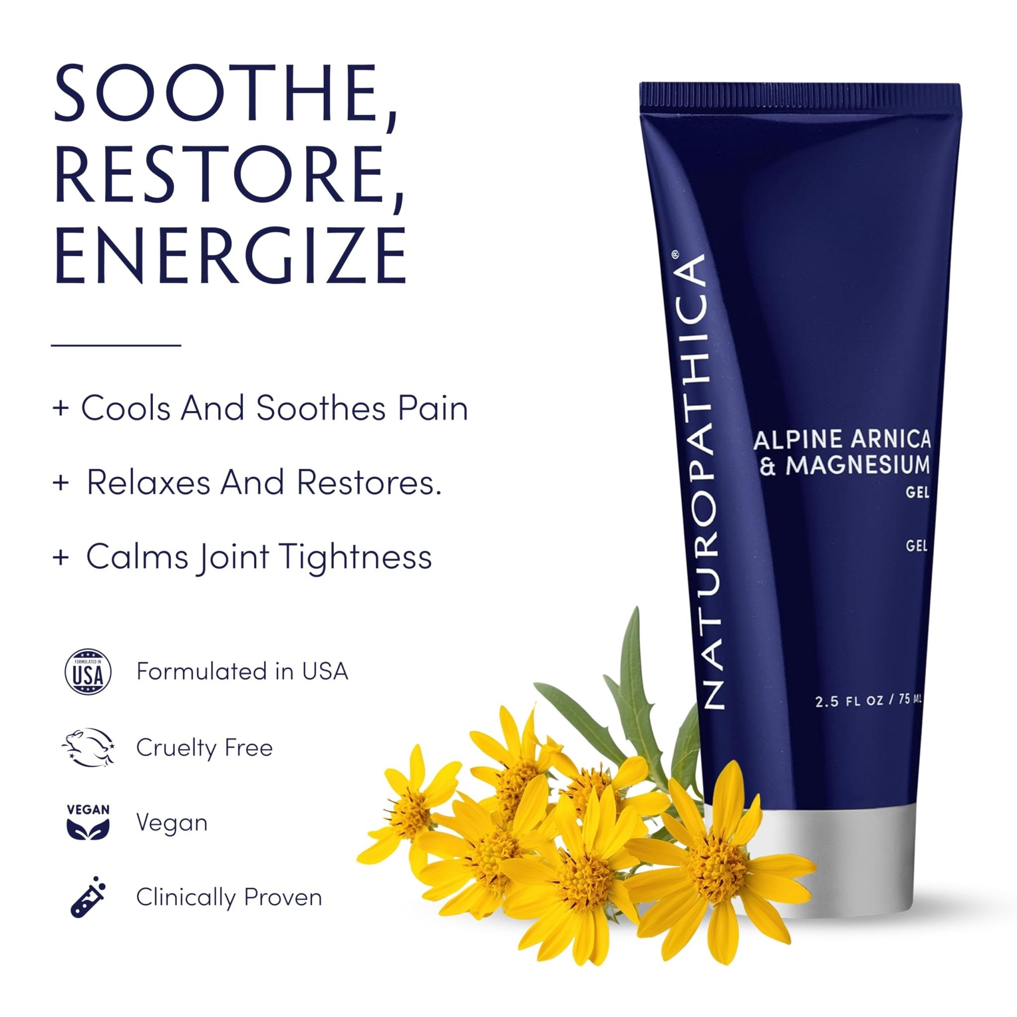 Naturopathica Alpine Arnica & Magnesium Gel, Cooling Massage Gel with Menthol for Muscle Discomfort and Relaxation, 2.5 fl oz - TrustMedUSA