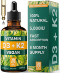 NATURTREU Vegan Vitamin D3 K2 Liquid Drops with MCT Oil for Adults (240 Servings) - Liquid Vitamin D K2 MK7 - All Natural, Non-GMO & Dr Formulated with 3X More Absorption - Third-Party Tested - TrustMedUSA