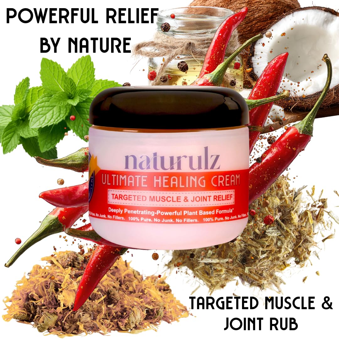 Naturulz Ultimate Healing (Medicated) Cream OTC 4 Ounce - Pain & Arthritis Topical for Sore Lower Back, Neck, Shoulders, and Muscles. All-Natural Formula with Medication Strength Capsaicin. - TrustMedUSA