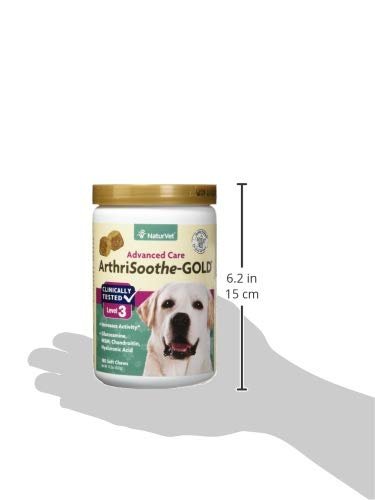 NaturVet ArthriSoothe-Gold Level 3 Advanced Joint Care for Dogs – Soft Chew Dog Supplement with Glucosamine, MSM, Chondroitin & Hyaluronic Acid – Wheat-Free Pet Supplements – 180 Ct. - TrustMedUSA