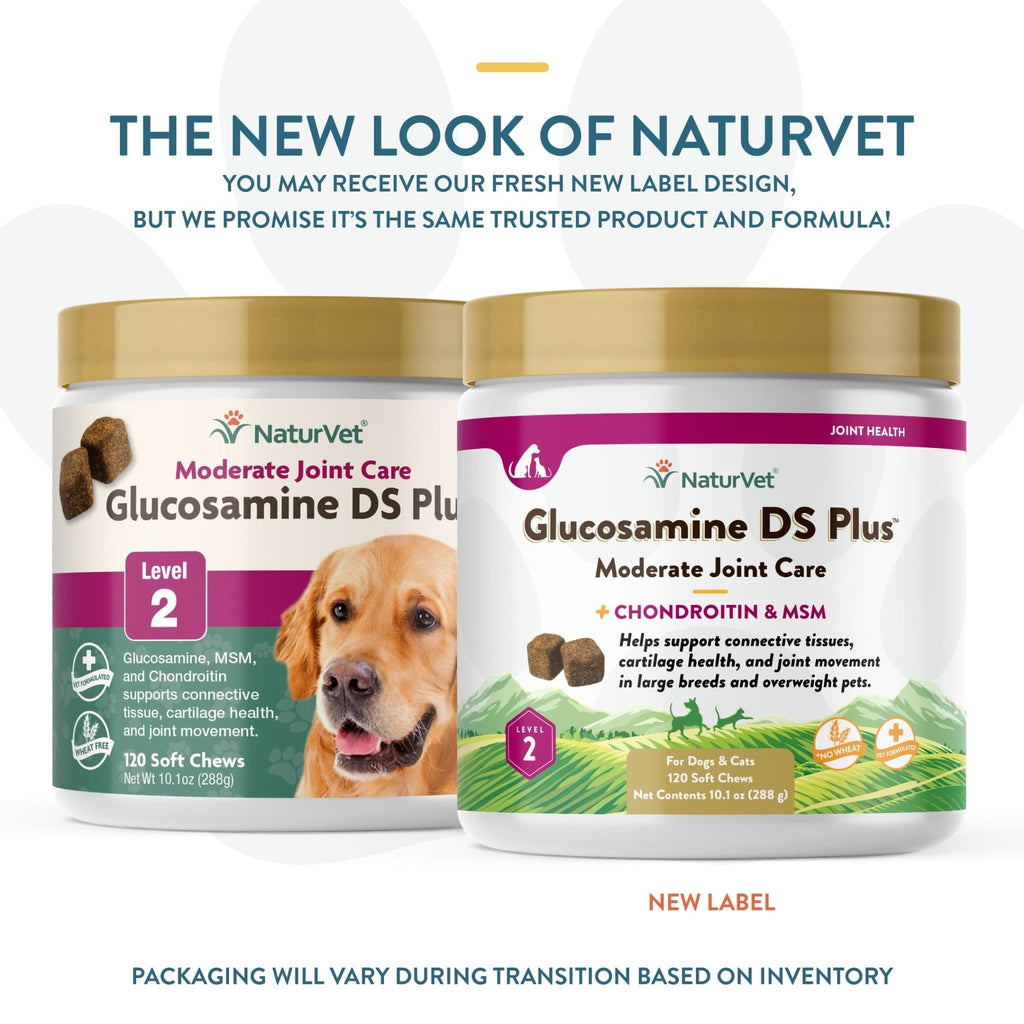 NaturVet – Glucosamine DS Plus - Level 2 Moderate Care – Supports Healthy Hip & Joint Function – Enhanced with Glucosamine, MSM & Chondroitin – for Dogs & Cats–120 Soft Chews - TrustMedUSA