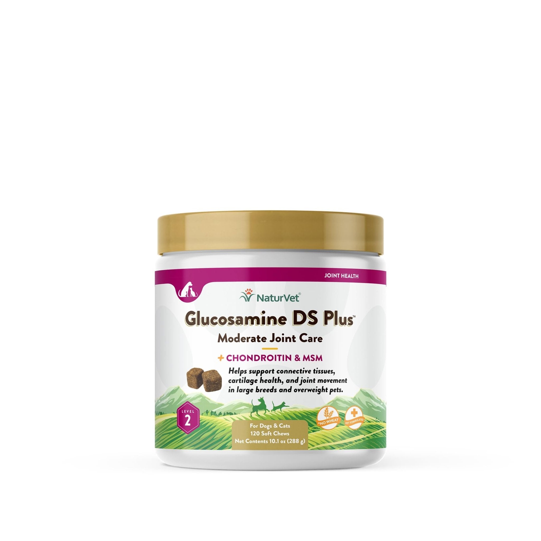 NaturVet – Glucosamine DS Plus - Level 2 Moderate Care – Supports Healthy Hip & Joint Function – Enhanced with Glucosamine, MSM & Chondroitin – for Dogs & Cats–120 Soft Chews - TrustMedUSA