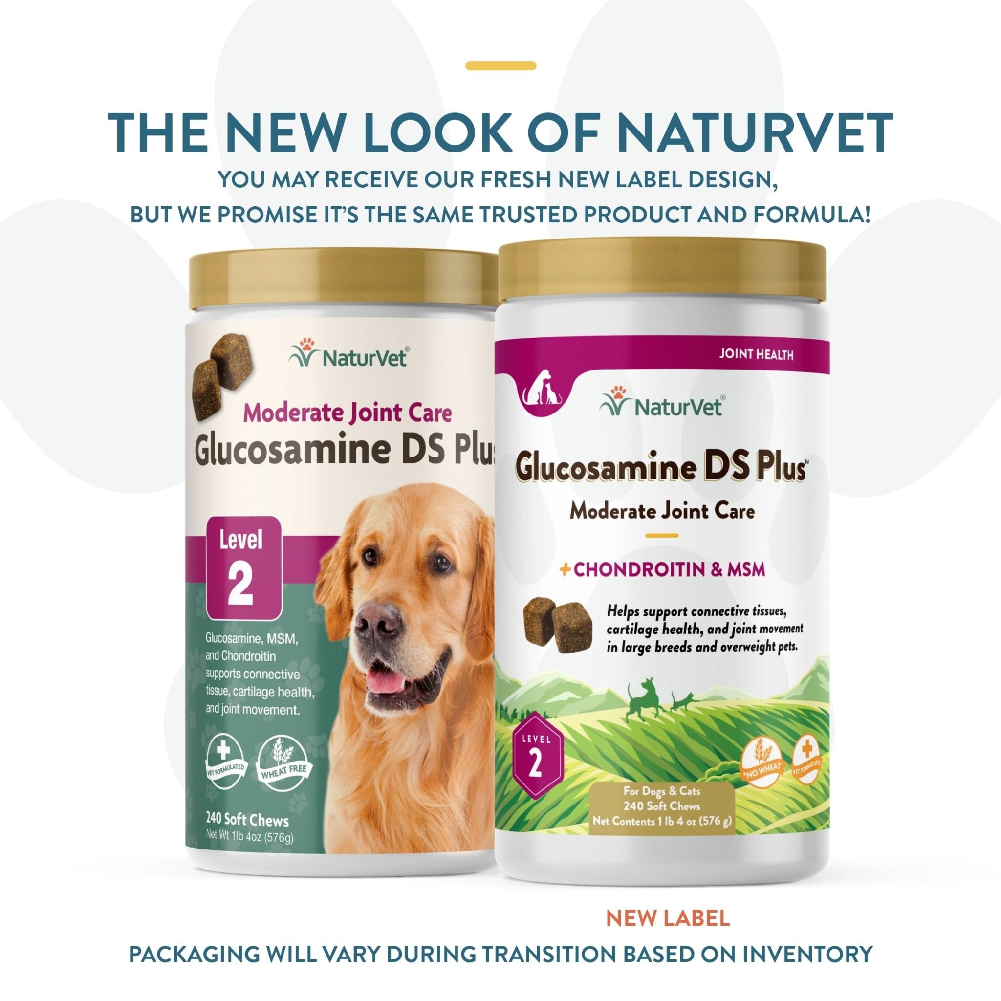 NaturVet – Glucosamine DS Plus - Level 2 Moderate Care – Supports Healthy Hip & Joint Function – Enhanced with Glucosamine, MSM & Chondroitin – for Dogs & Cats – 240 Soft Chews - TrustMedUSA