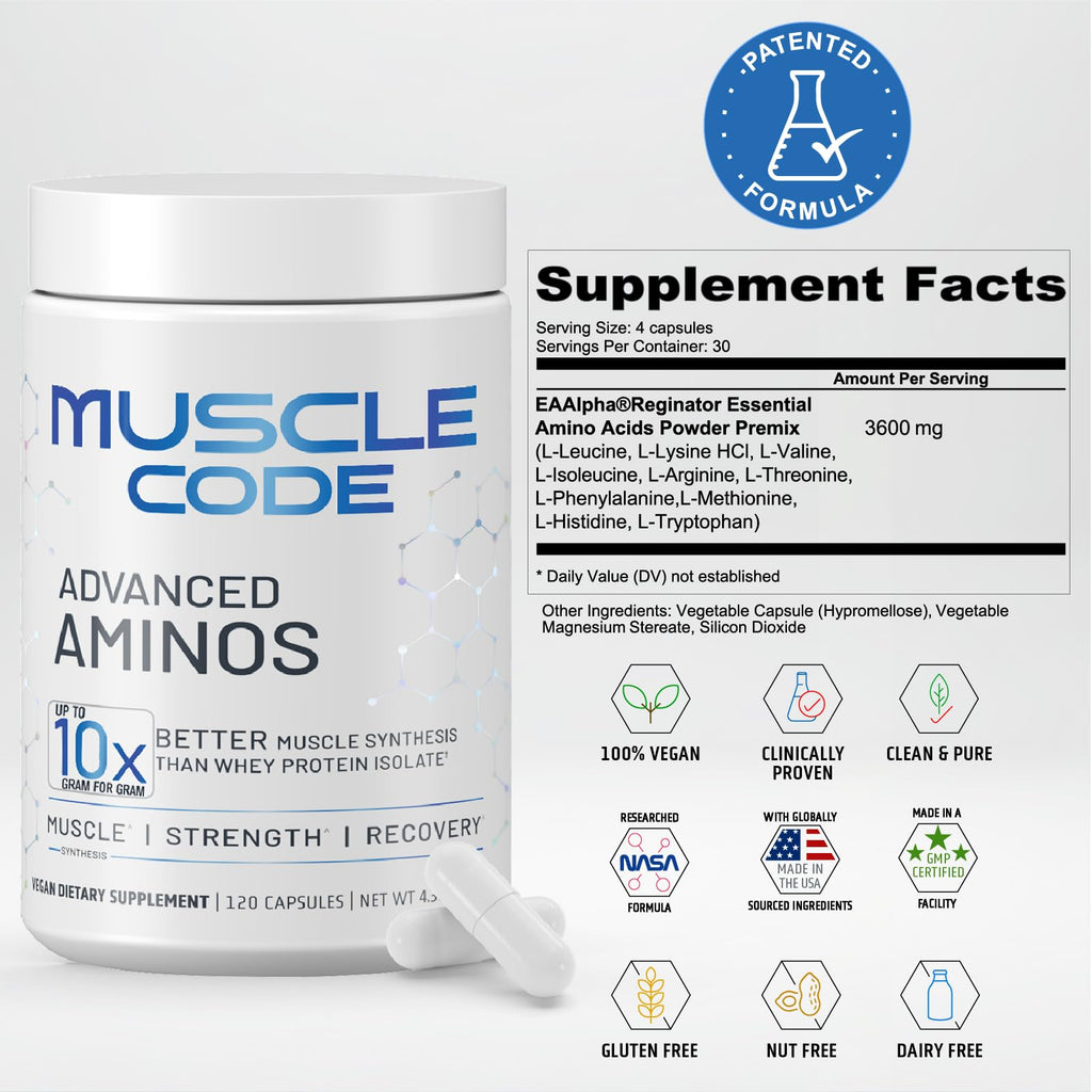 NAUTILUS Muscle Code Essential Amino Acid Capsules – Muscle Synthesis & Repair & Strength – Unflavored – 30 Servings – Clinically Studied - TrustMedUSA
