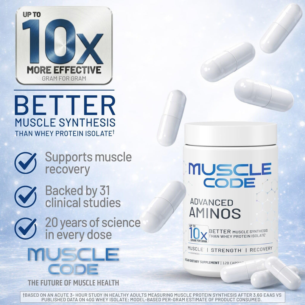 NAUTILUS Muscle Code Essential Amino Acid Capsules – Muscle Synthesis & Repair & Strength – Unflavored – 30 Servings – Clinically Studied - TrustMedUSA