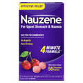 Nauzene Non-Drowsy Upset Stomach & Nausea Relief Chewable Tablets | 4-Minute Formula | Doctor Recommended | Wild Cherry Flavor | 56 Count - Maple Wellness Supplements