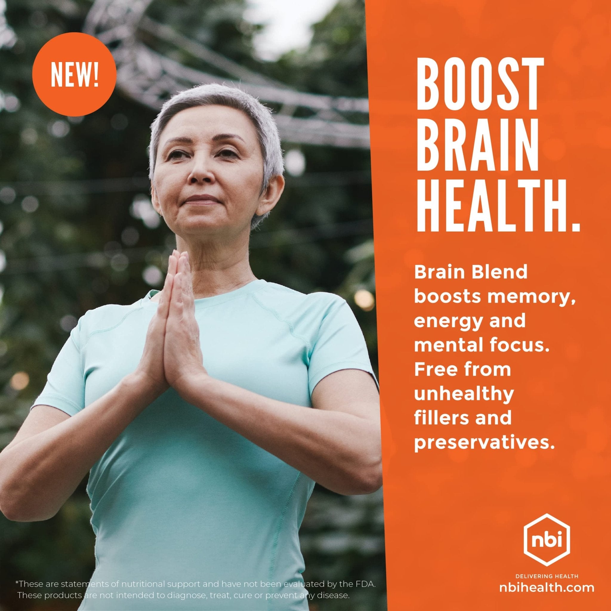 NBI Brain Blend for Memory, Focus, Concentration, Cognitive Function for Men & Women | Caffeine-Free with ALCAR, Alpha Lipoic Acid, Huperzine A, Turmeric | Nootropic | 120ct Capsules - TrustMedUSA