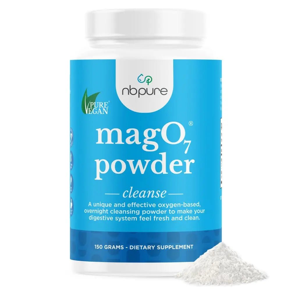 nbpure MagO7 - Natural Colon Cleanse & Detox Powder - Occasional Constipation Relief, Stool Softener, & Bloating Support for Men & Women - Ozonated Magnesium Oxide, 150 Gram - TrustMedUSA