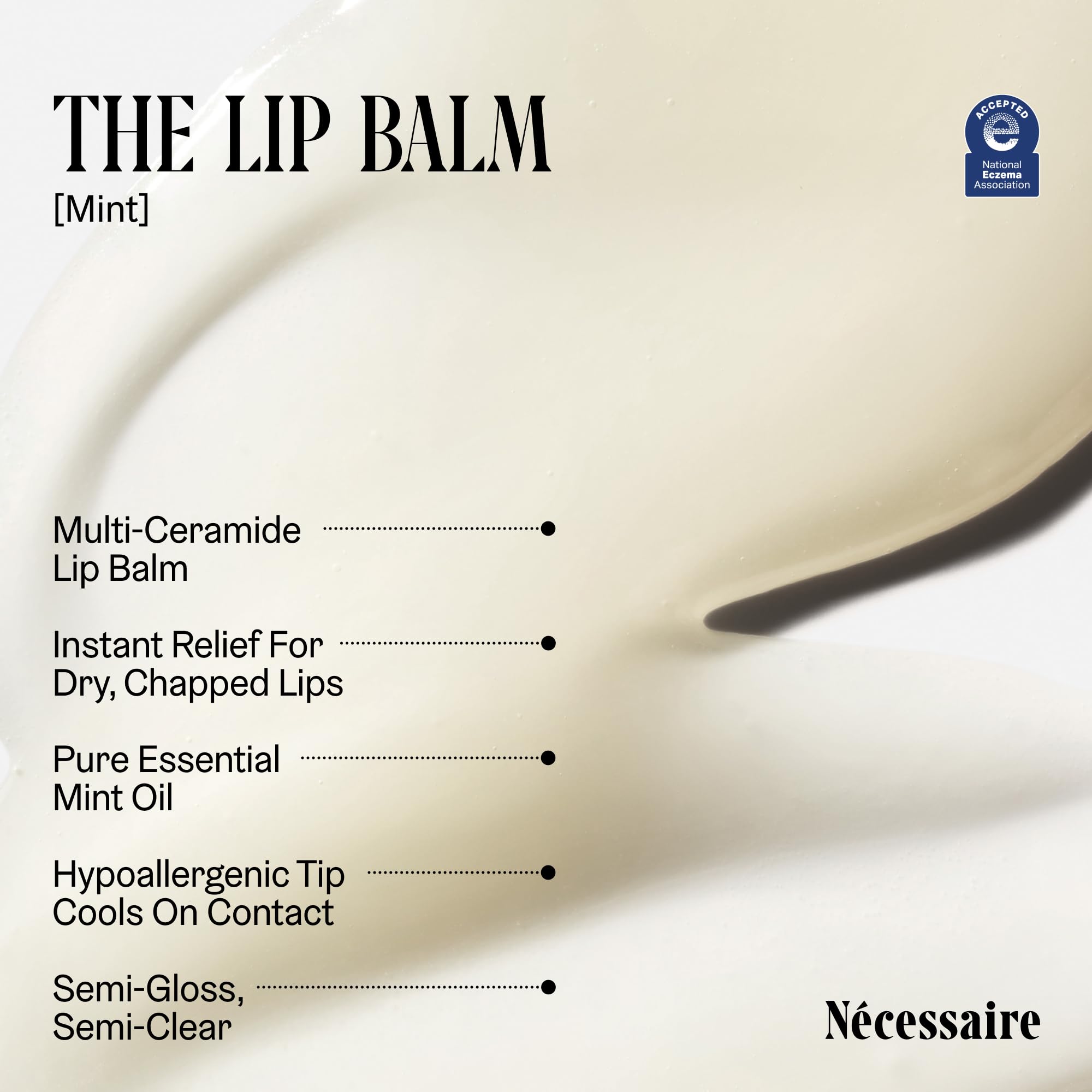 Nécessaire The Lip Balm | Hydrating Hyaluronic Acid Lip Balm for Women and Men, Mint Oil with Niacinamide + Essential Ceramides - TrustMedUSA