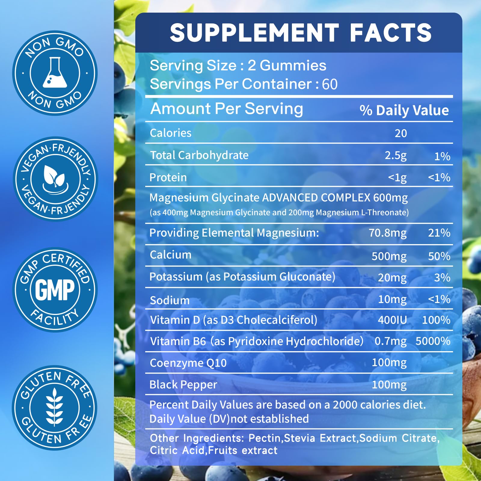 Nedtol Magnesium Glycinate Gummies 600mg, Sugar Free Magnesium Potassium Supplement for Adults with Magnesium L-Threonate, Vitamin D, B6,and CoQ10 for Sleep, Body Support and Relaxation,120 Count - TrustMedUSA