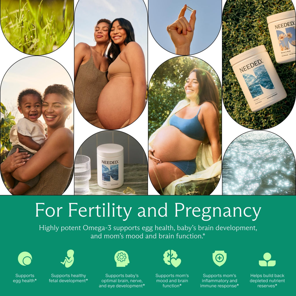 Needed. Prenatal Omega-3 - High Potency Dose of Sustainably Sourced Fish Oil, 1000mg DHA, 1000mg EPA, Encased in a Gelatin-Free, Plant-Based Softgel Shell - TrustMedUSA