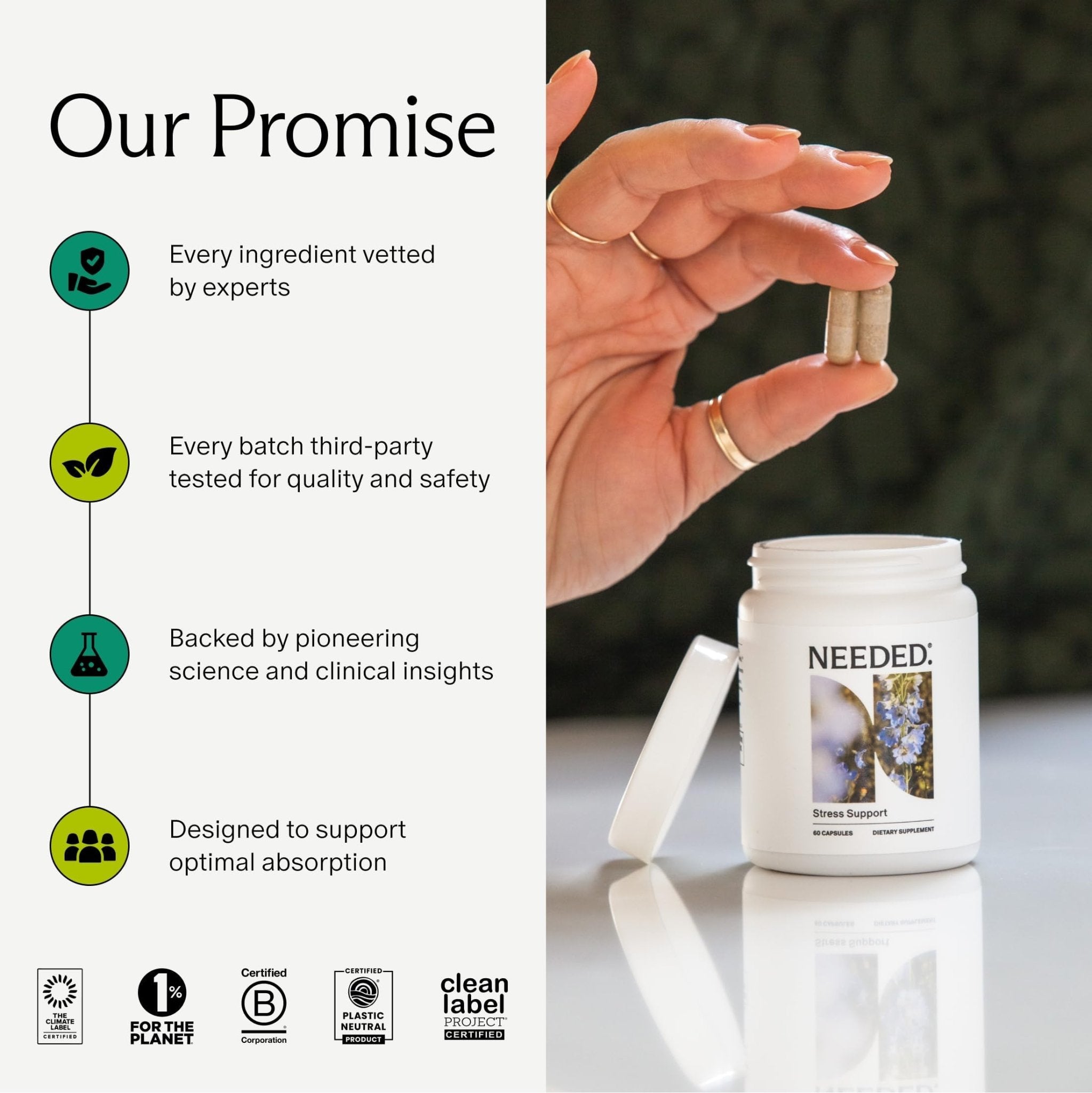 Needed. Stress Support - Herbal Blend Supporting Mood, Energy, and Hormone Balance for Women - Herbal Supplement of Shatavari, Ashwagandha, Rhodiola - Non-GMO - 30 Day Supply - 120 Capsules - TrustMedUSA