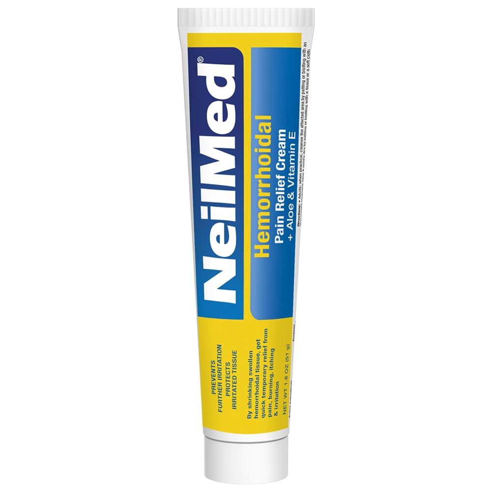NeilMed Hemorrhoidal Pain Relief Cream with Aloe & Vitamin E, Hemorrhoid Treatment, Pain Relief, Relieves Burning, Itching and Discomfort, 1.8 oz. - TrustMedUSA