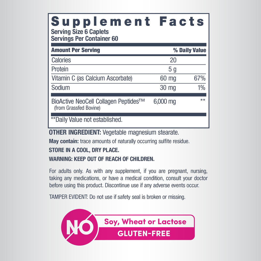NeoCell Collagen Peptides Pills | 360 Caplets | with Vitamin C | Supplement for Women and Men - Maple Wellness Supplements