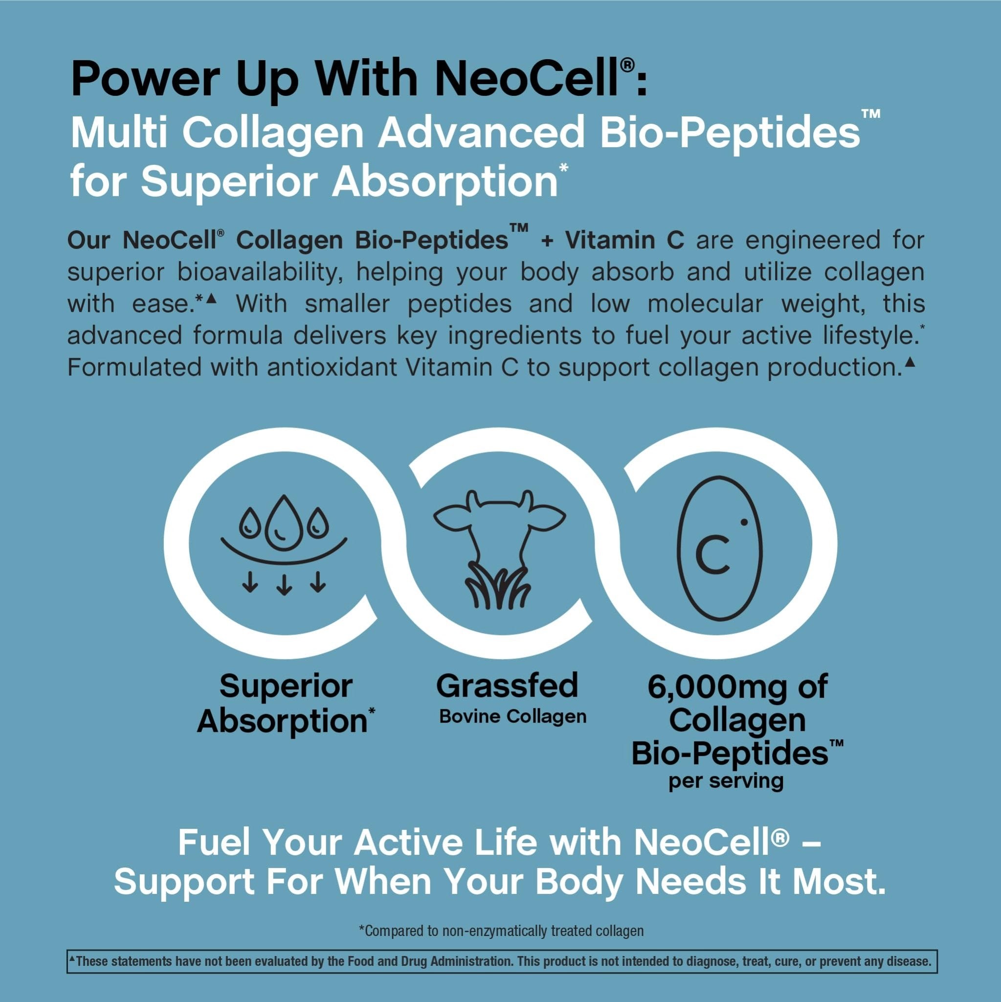 NeoCell Collagen Peptides Pills | 400 Caplets | Grass Fed | with Vitamin C | Superior Absorption Formula | for Women and Men - Maple Wellness Supplements