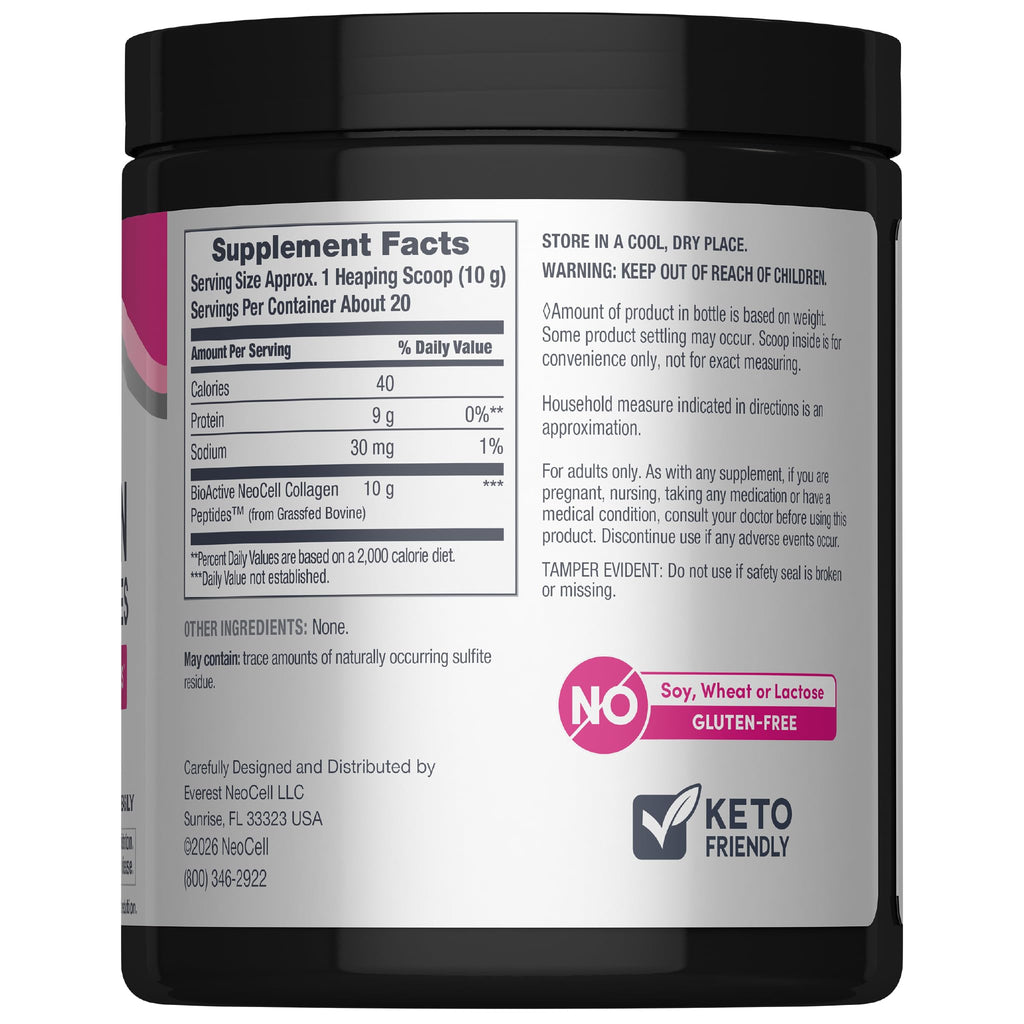 NeoCell Grassfed Collagen Peptides Powder | 7 oz | Unflavored | for Women and Men | Hair, Skin, & Nails - Maple Wellness Supplements