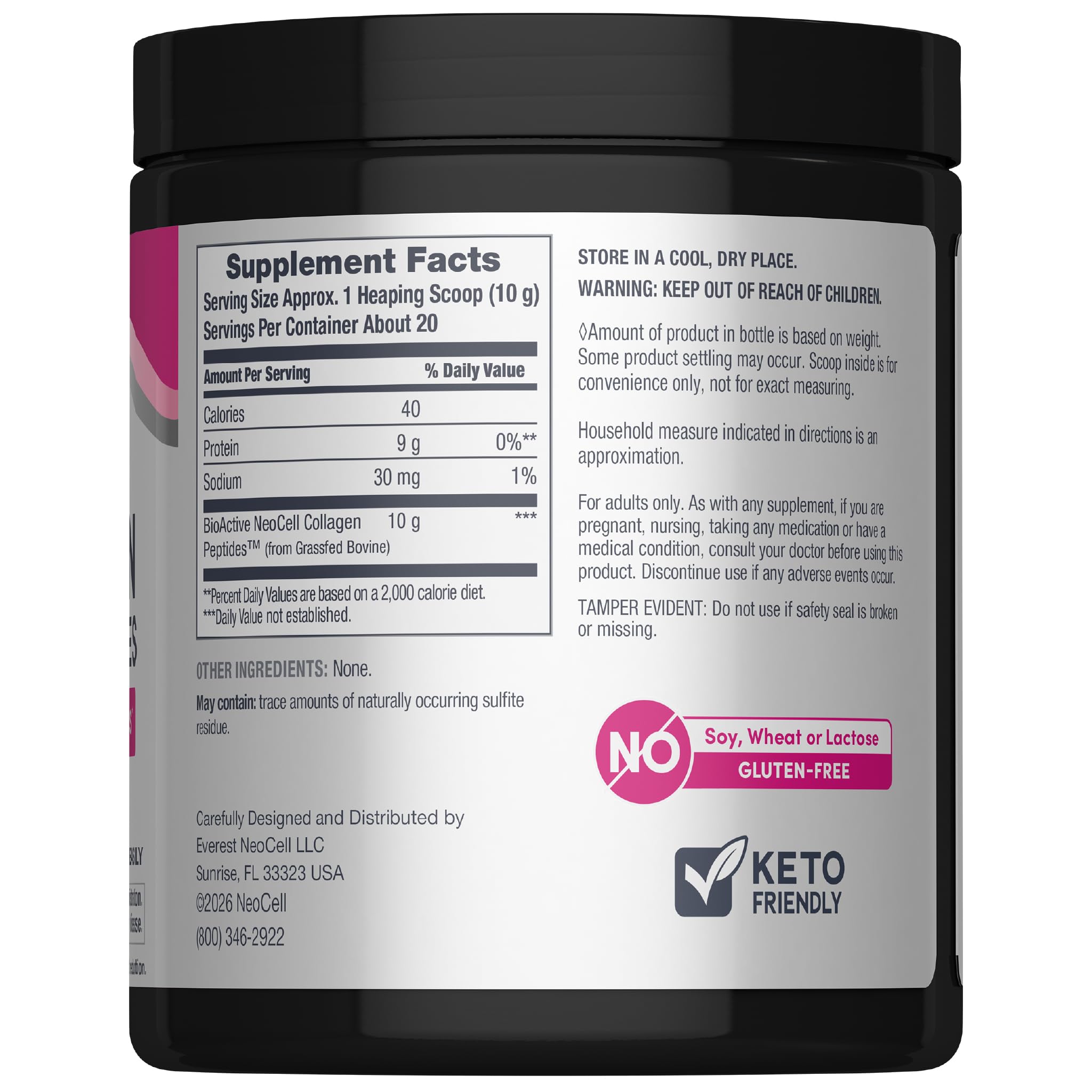 NeoCell Grassfed Collagen Peptides Powder | 7 oz | Unflavored | for Women and Men | Hair, Skin, & Nails - Maple Wellness Supplements