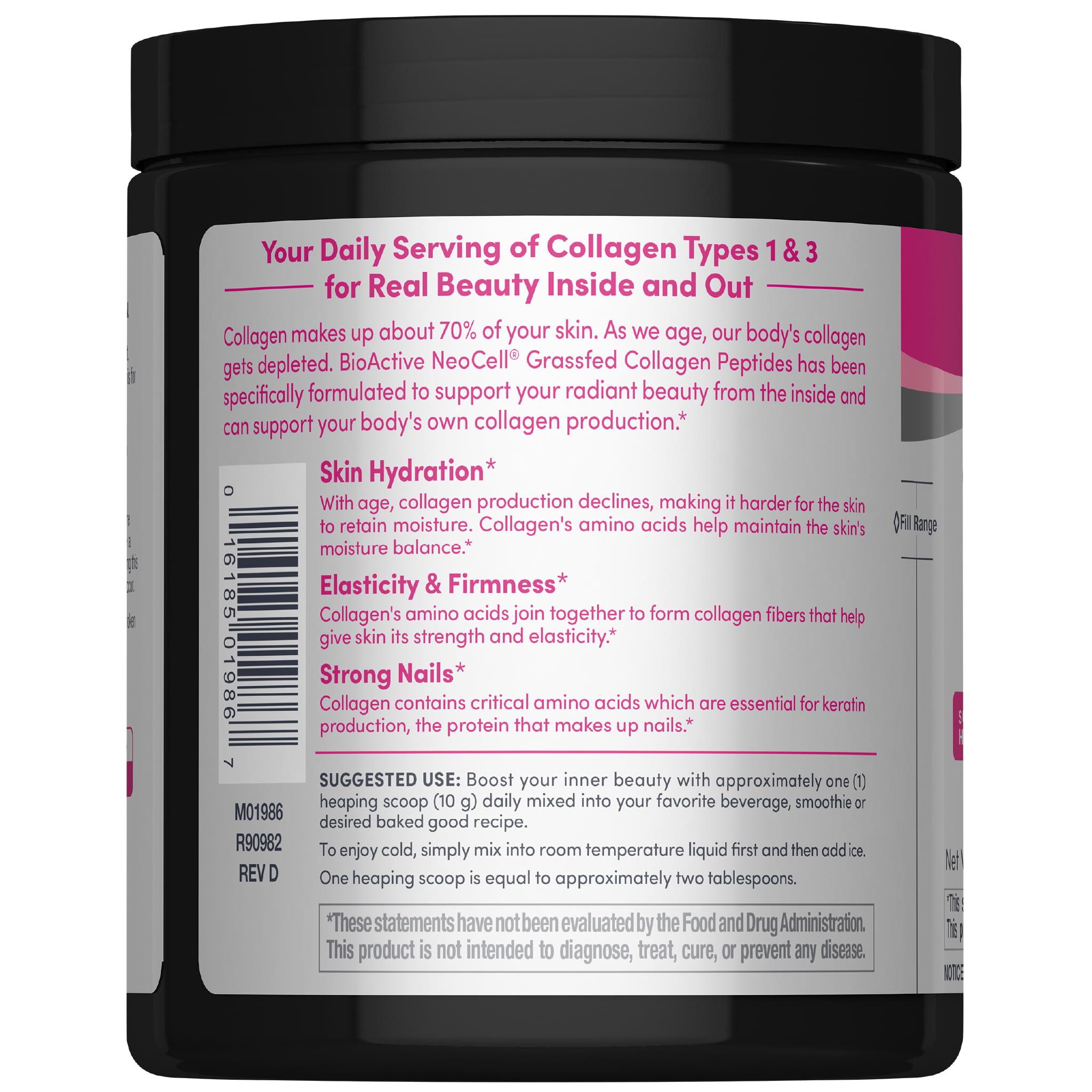 NeoCell Grassfed Collagen Peptides Powder | 7 oz | Unflavored | for Women and Men | Hair, Skin, & Nails - Maple Wellness Supplements