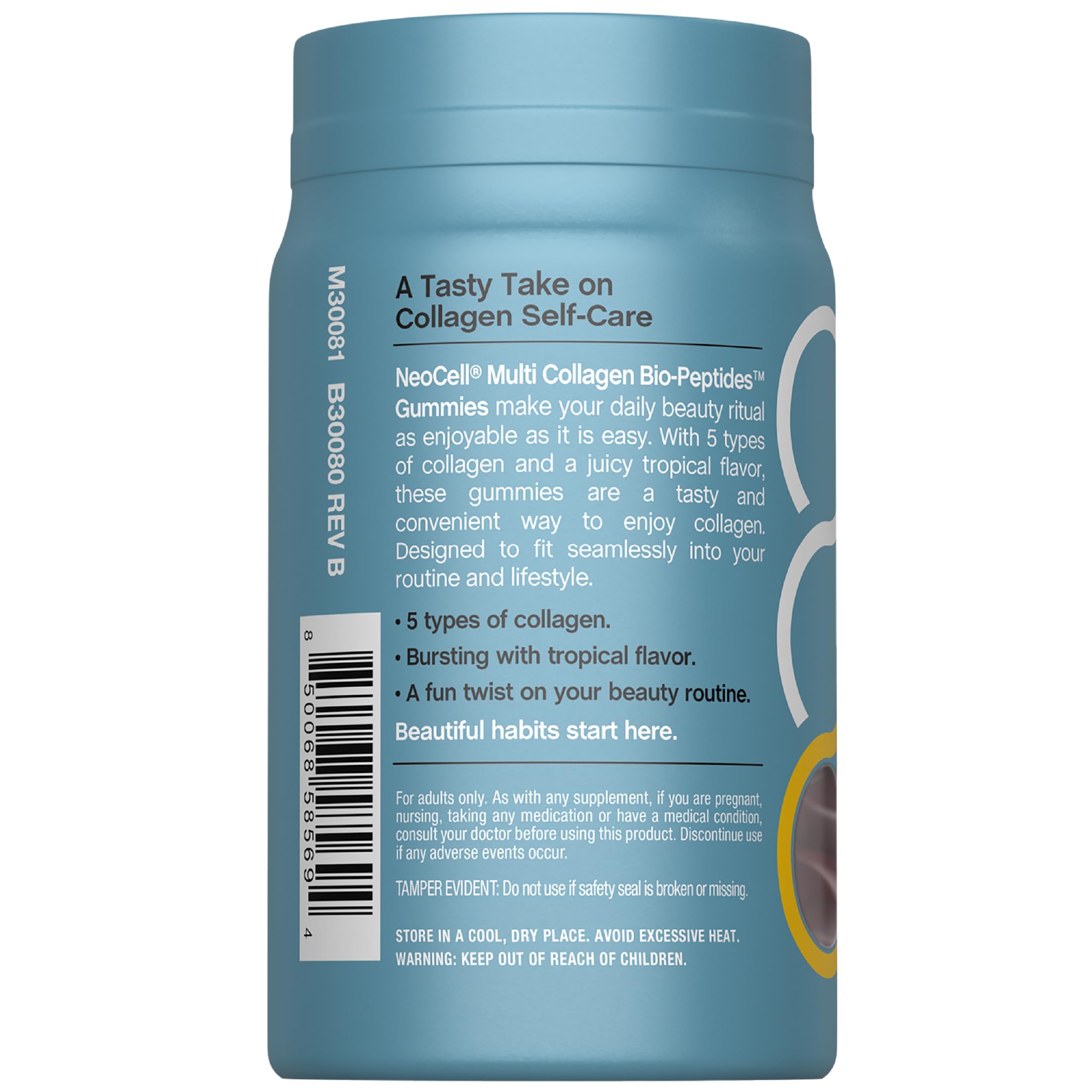 NeoCell Multi Collagen Bio-Peptides Gummies | 60 ct | Tropical Flavor | Type I, II, III, V, X | Advanced BioActive Formula - Maple Wellness Supplements