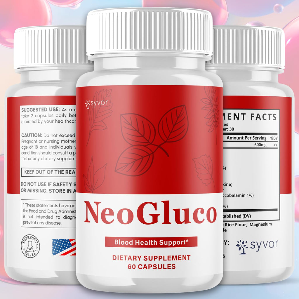 NeoGluco Capsules, Official NeoGluco Glycogen Support Pills with All Natural Ingredients, Advanced Formula Health Supplement with Maximum Strength Premium Vitamins for Women & Men (60 Capsules) - TrustMedUSA
