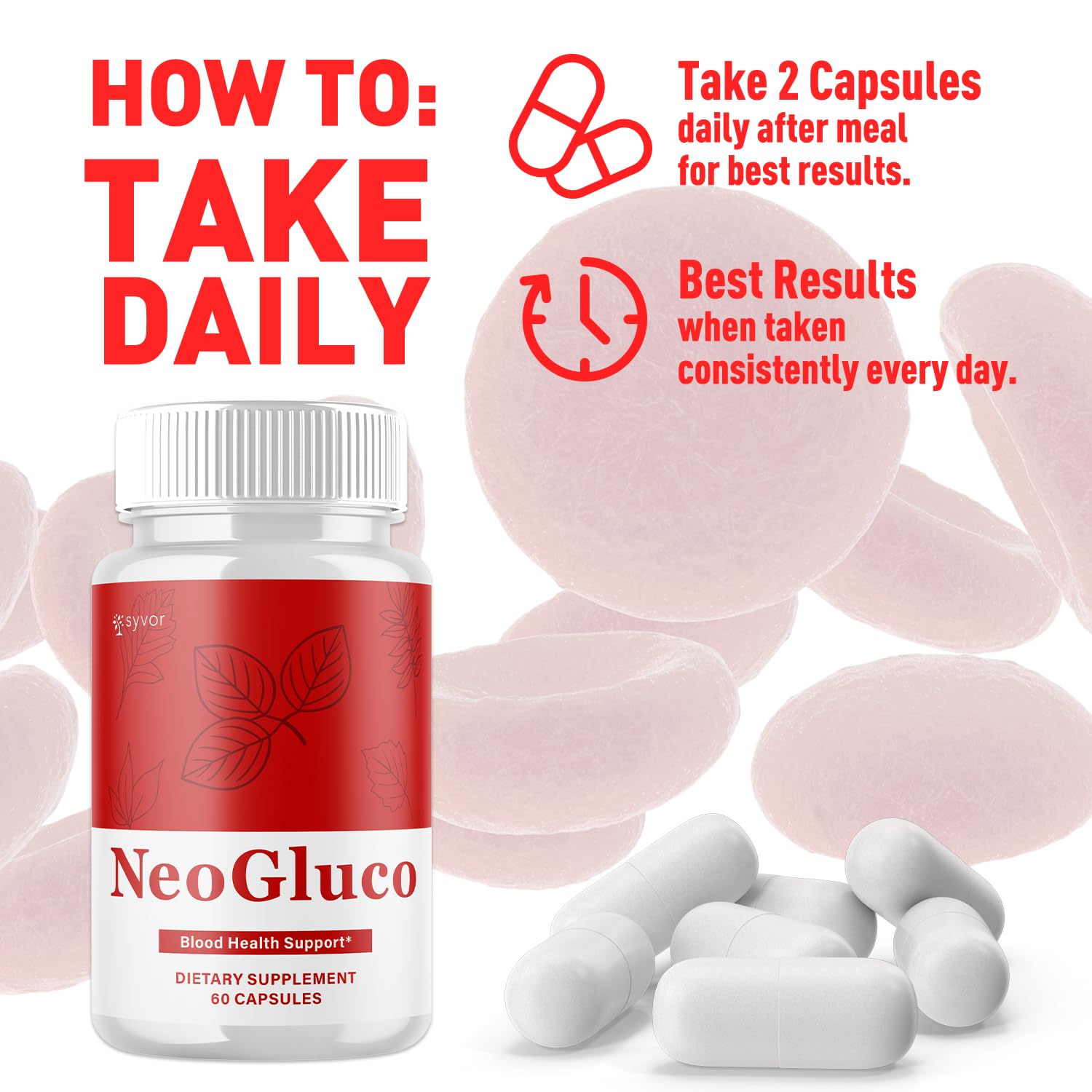 NeoGluco Capsules, Official NeoGluco Glycogen Support Pills with All Natural Ingredients, Advanced Formula Health Supplement with Maximum Strength Premium Vitamins for Women & Men (60 Capsules) - TrustMedUSA