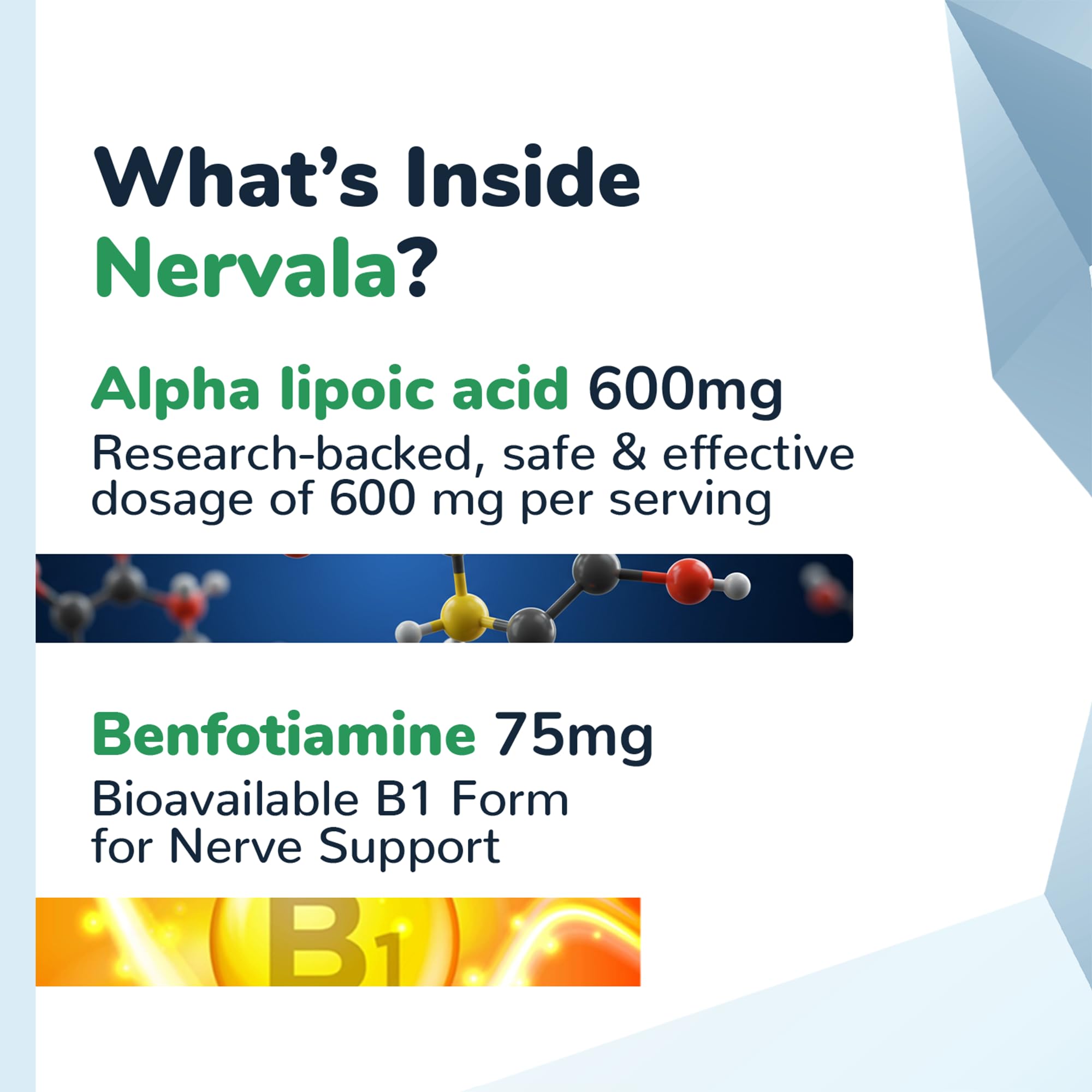 Nervala - Alpha Lipoic Acid 600mg - ALA Supplement Antioxidant for Nerve, Energy & Circulation Support- Extra Strength with Benfotiamine - Made in USA, Lab Tested - 30 Capsules, 1 Month Supply - TrustMedUSA