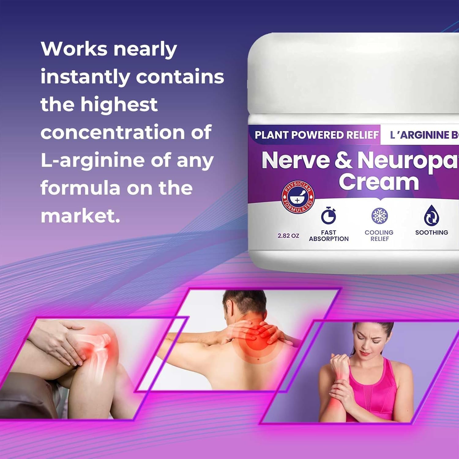 Nerve and Neuropathy Cream – Plant Powered Relief for Foot, Hands, Legs, Toes Includes 7grams of L’Arginine; Vitamin B6, Arnica, Aloe -2.82oz - TrustMedUSA