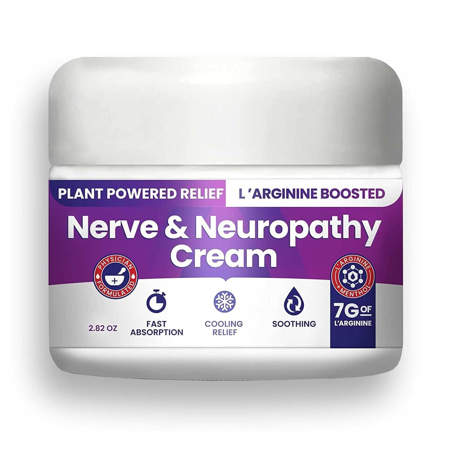 Nerve and Neuropathy Cream – Plant Powered Relief for Foot, Hands, Legs, Toes Includes 7grams of L’Arginine; Vitamin B6, Arnica, Aloe -2.82oz - TrustMedUSA
