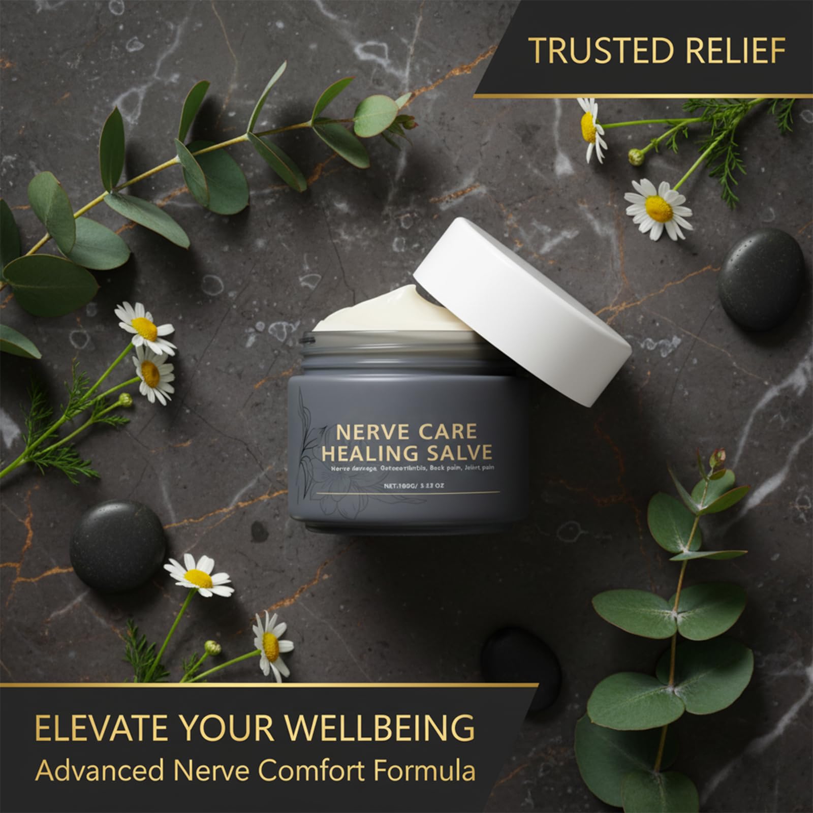 Nerve Care Healing Salve, Professional Neuro-Relief Cream - Use on Feet, Hands, Legs, and Joints to Calm Uncomfortable Sensations, 3.53 oz - TrustMedUSA