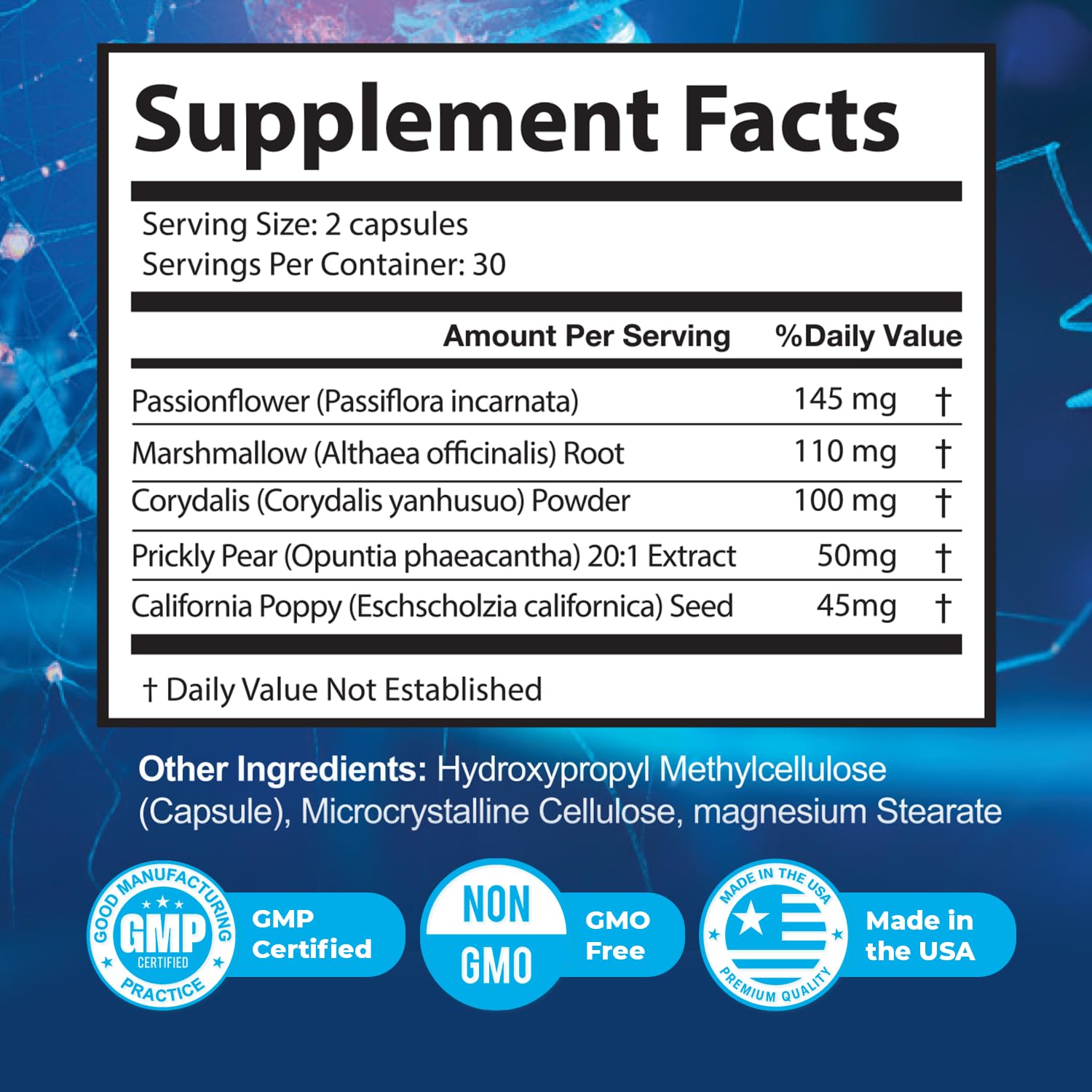 NerveAlive – Natural Daily Wellness Supplement w/ Passionflower, Marshmallow Root & Prickly Pear Extract – 100% Natural Ingredients, Non-GMO, GMP Certified, Made in USA – 60 Capsules, 3 Month Supply - TrustMedUSA