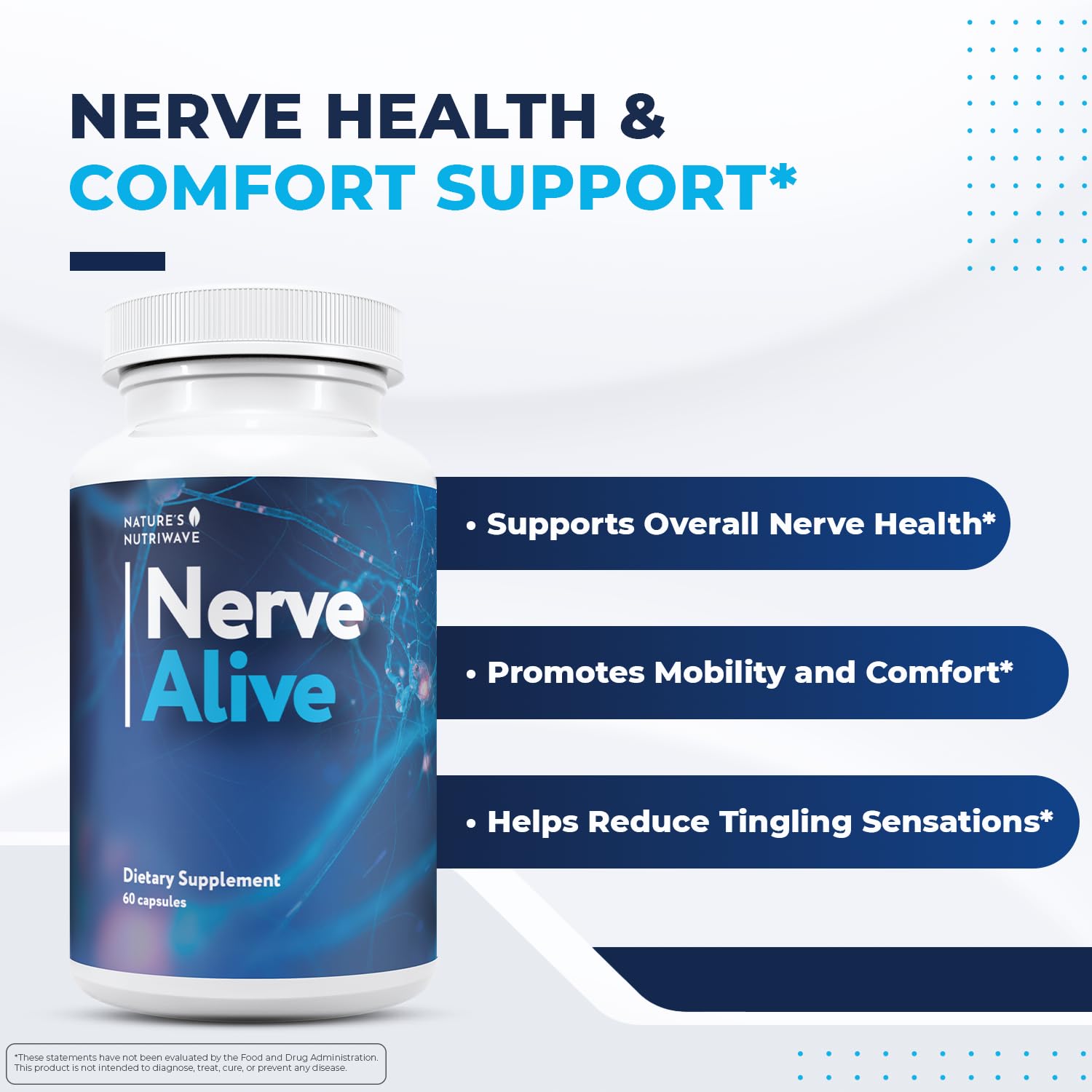 NerveAlive – Natural Daily Wellness Supplement w/ Passionflower, Marshmallow Root & Prickly Pear Extract – 100% Natural Ingredients, Non-GMO, GMP Certified, Made in USA – 60 Capsules, 3 Month Supply - TrustMedUSA