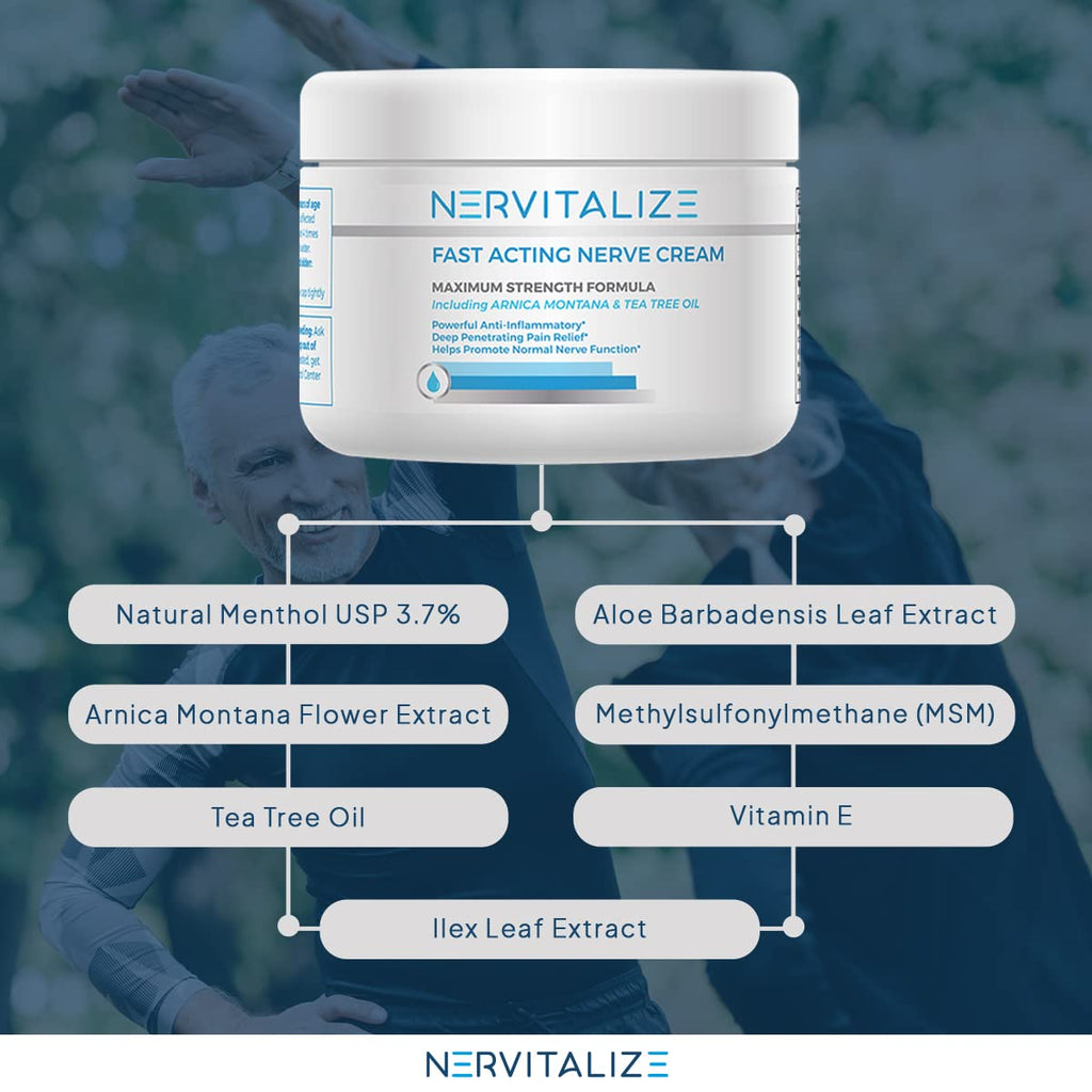 Nervitalize Fast Acting Nerve Pain Relief Cream Maximum Strength Formula - 3 fl oz - Helps Provide Neuro Pain Relief and Deep Nerve Nourishment to Support Normal Nerve Function - Made in The USA - TrustMedUSA