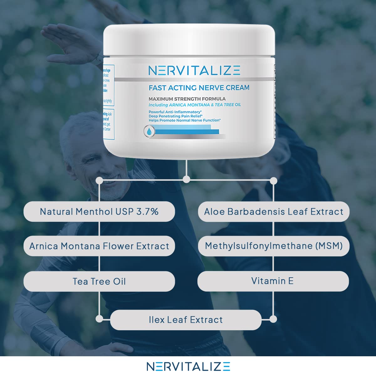 Nervitalize Fast Acting Nerve Pain Relief Cream Maximum Strength Formula - 3 fl oz - Helps Provide Neuro Pain Relief and Deep Nerve Nourishment to Support Normal Nerve Function - Made in The USA - TrustMedUSA