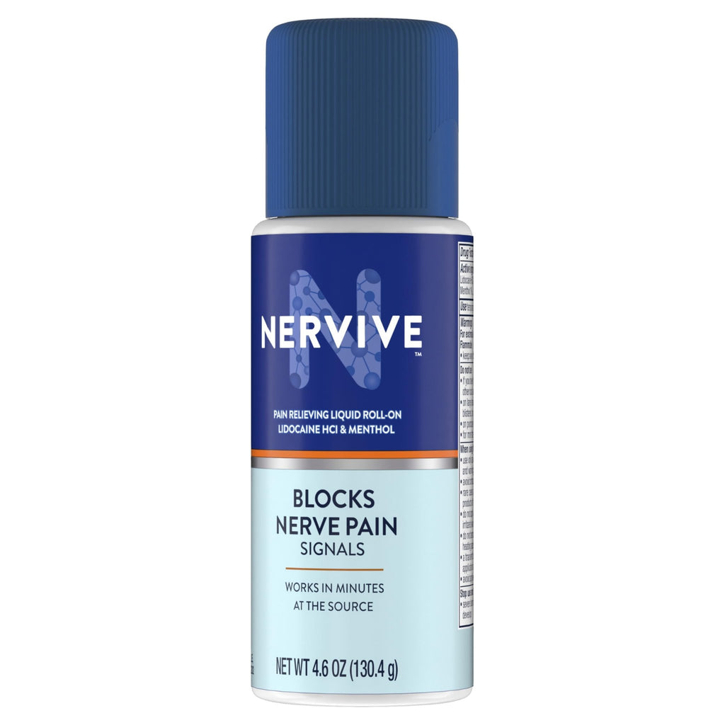 Nervive Pain Relieving Roll On, Lidocaine Roll On, Nervive Pain Relief, Lidocaine Topical, Foot Pain, Leg Pain, Hand Pain, Max Strength Formula, 4.6oz - TrustMedUSA