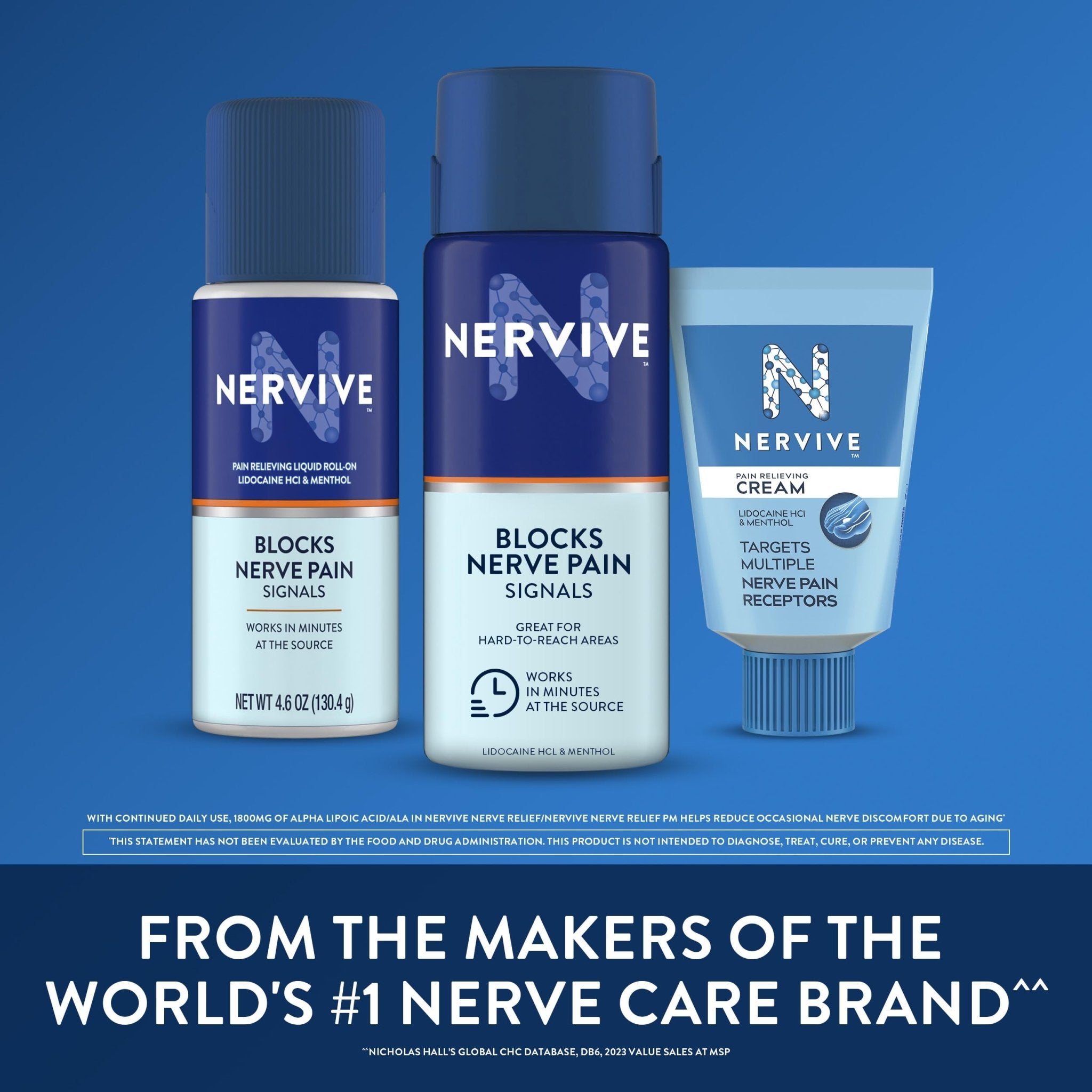 Nervive Pain Relieving Spray, Lidocaine Spray, Nervive Pain Relief, Lidocaine Topical, Foot Pain, Leg Pain, Hand Pain, Max Strength Formula, for Hard to Reach Areas, 4.5oz - TrustMedUSA