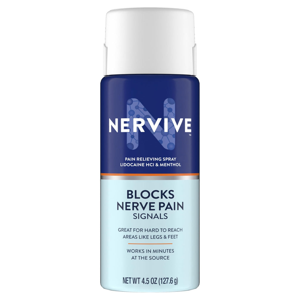 Nervive Pain Relieving Spray, Lidocaine Spray, Nervive Pain Relief, Lidocaine Topical, Foot Pain, Leg Pain, Hand Pain, Max Strength Formula, for Hard to Reach Areas, 4.5oz - TrustMedUSA