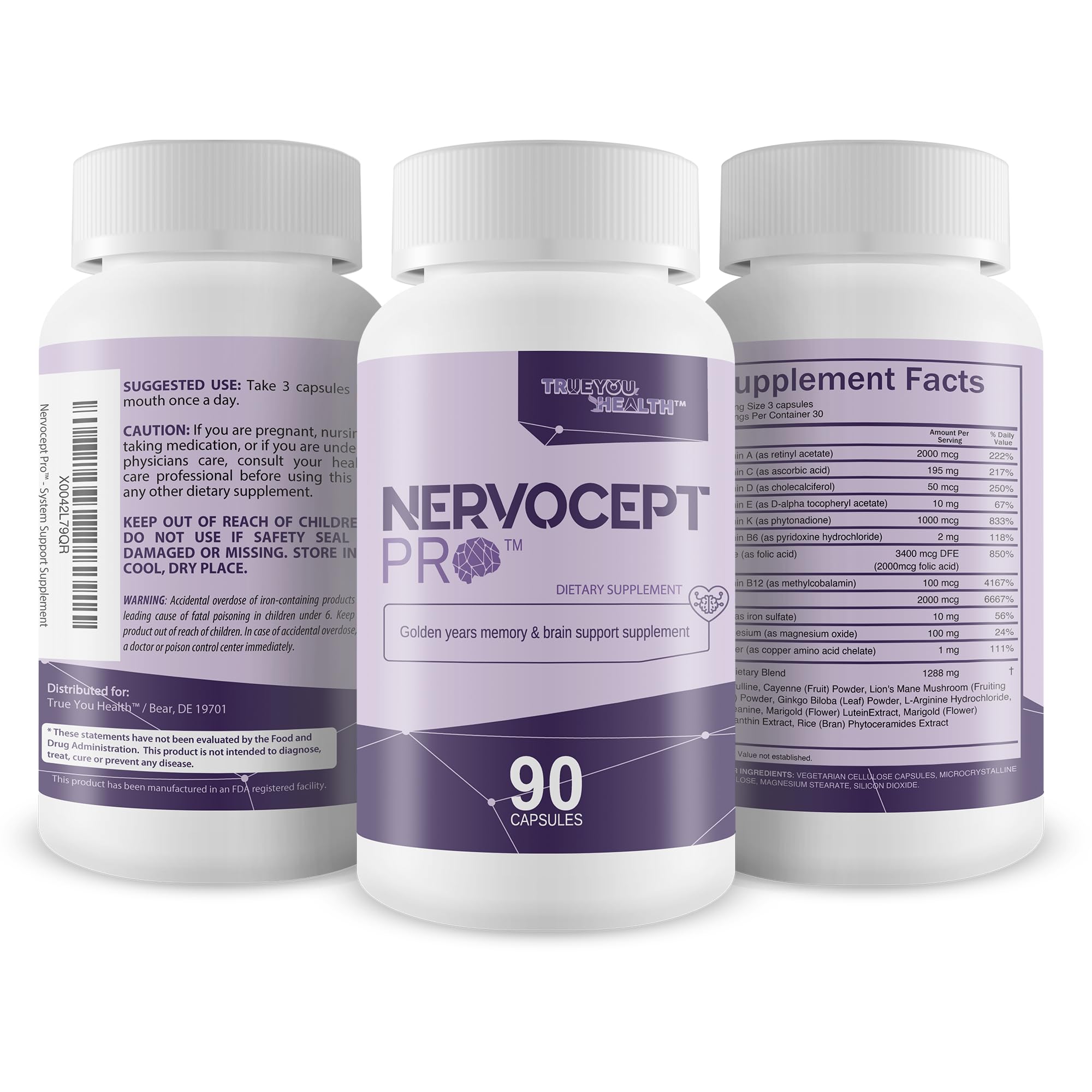 Nervocept Pro - Our Best Nerve Support Capsules - Lions Mane, Magnesium, Vitamin B For Nerve Repair - Vitamin D for Nerves - Lions Mane Memory & Nerve Support - Vitamin B12 Nerve Support - TrustMedUSA