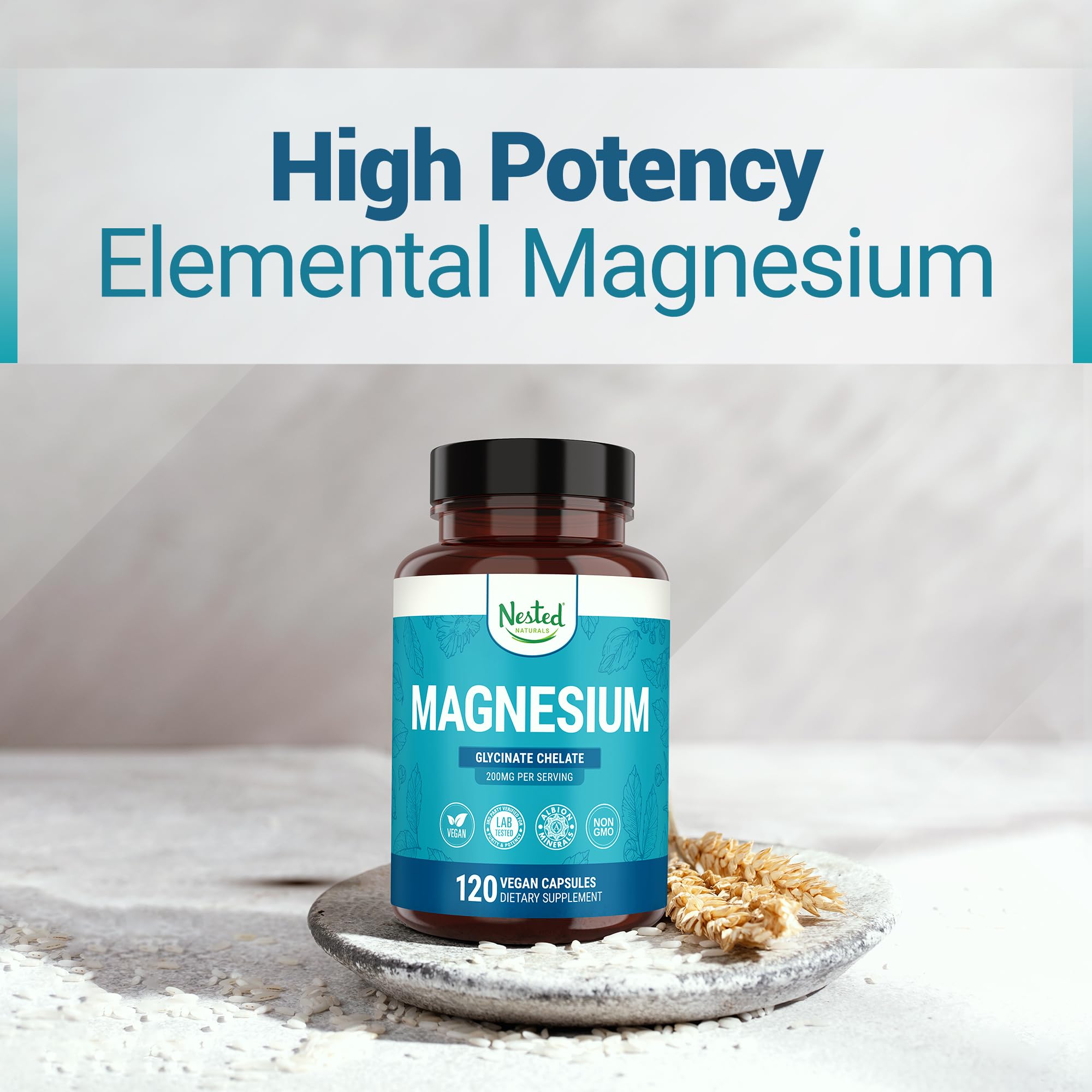 Nested Naturals Magnesium Glycinate Chelate - 200mg Chelated Magnesium Supplement for Muscle Cramps, Relaxation, & Sleep Support - 100% Albion TRACCS Buffered - TrustMedUSA