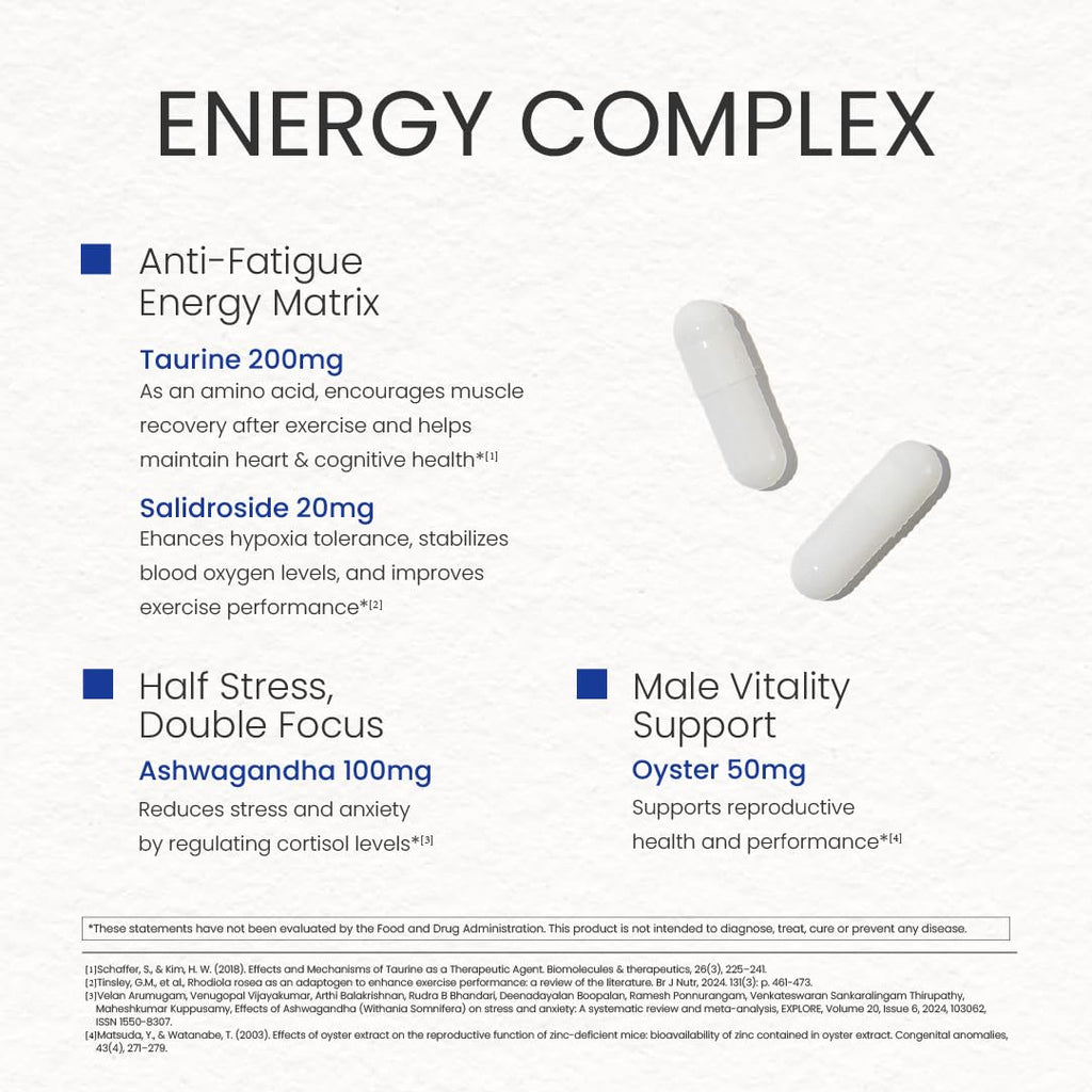 NEUMINA Men's Energy & Immune Complex, Energy Production, Fatigue Relief, Stress Support, Immune Health, Non-GMO, Made in USA, 90 Servings - TrustMedUSA