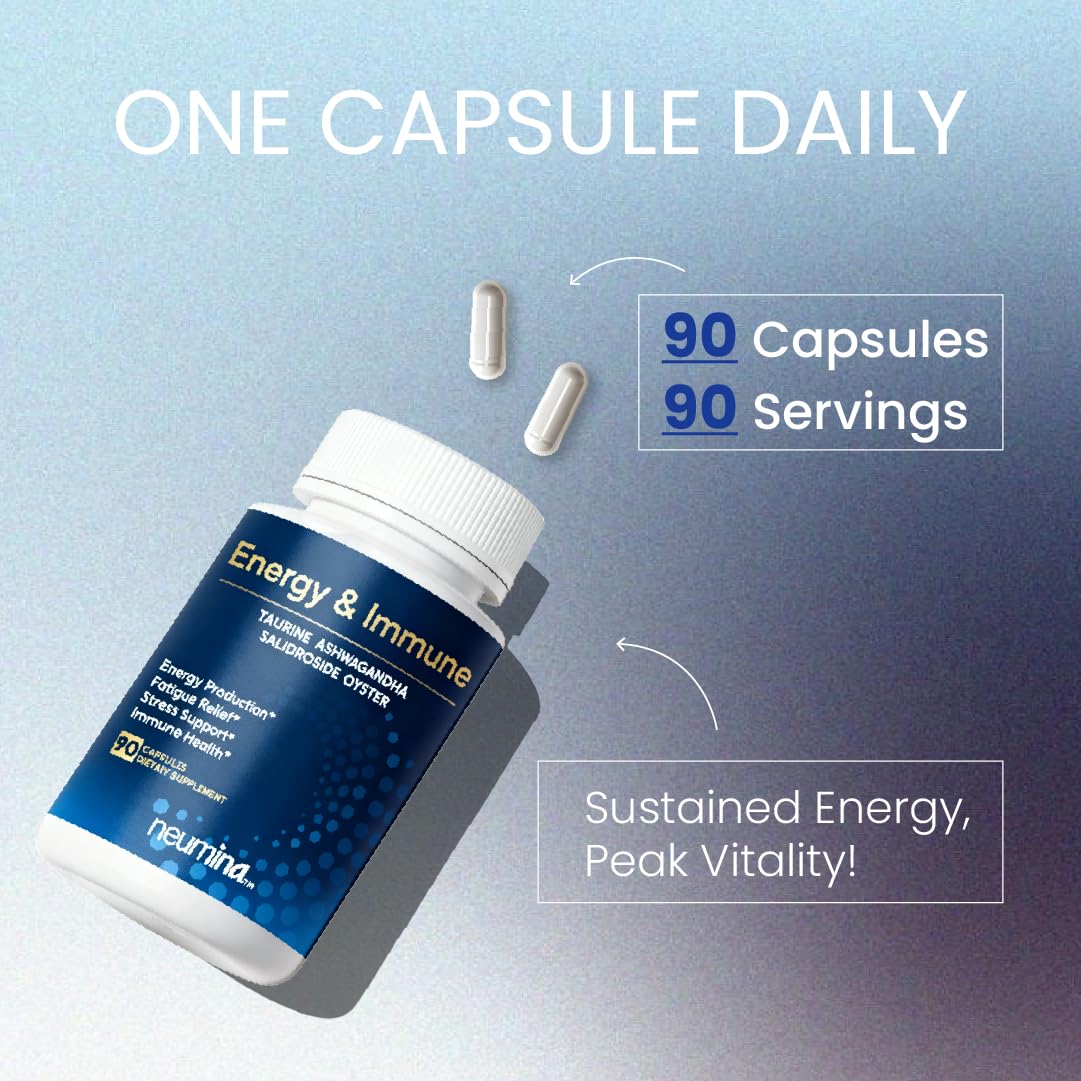 NEUMINA Men's Energy & Immune Complex, Energy Production, Fatigue Relief, Stress Support, Immune Health, Non-GMO, Made in USA, 90 Servings - TrustMedUSA