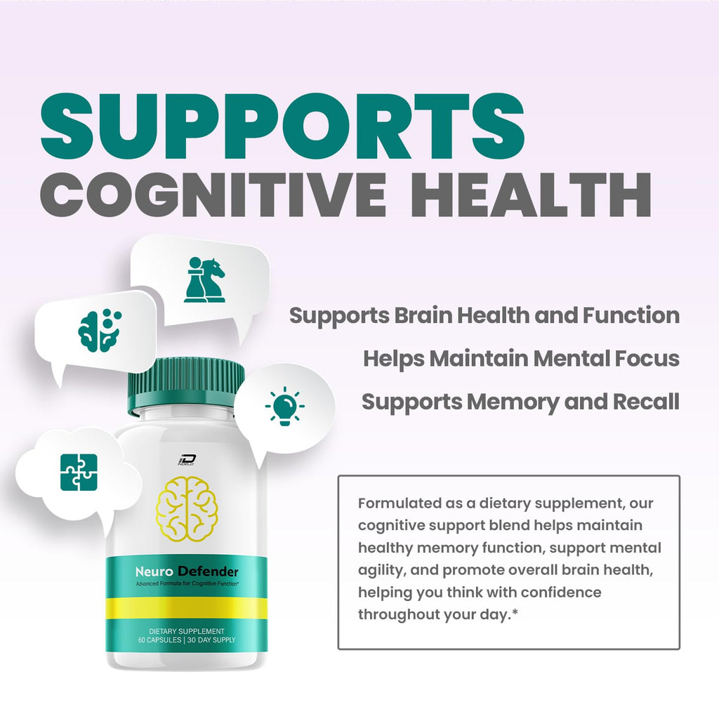 Neuro Defender Supplement Capsules – NeuroDefender Natural Blend Formula Focus Memory Support and Reviews (1 Pack – 60 Capsules) - TrustMedUSA