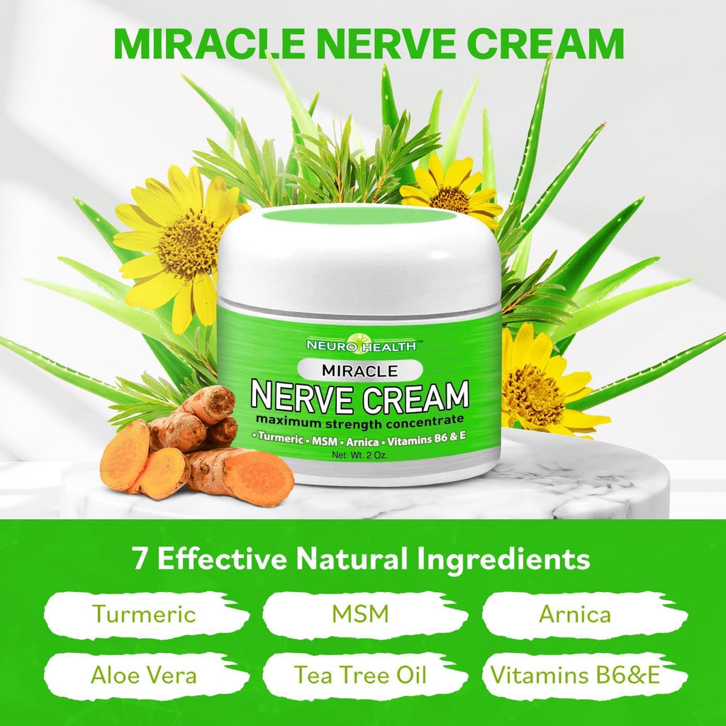 Neuro Health Miracle Nerve Cream - XL 4oz JAR - Maximum Strength - Turmeric and Arnica Blend for Neuropathy Discomfort Relief - Soothing Foot & Hand Formula with MSM, B6, E - Made in USA - TrustMedUSA