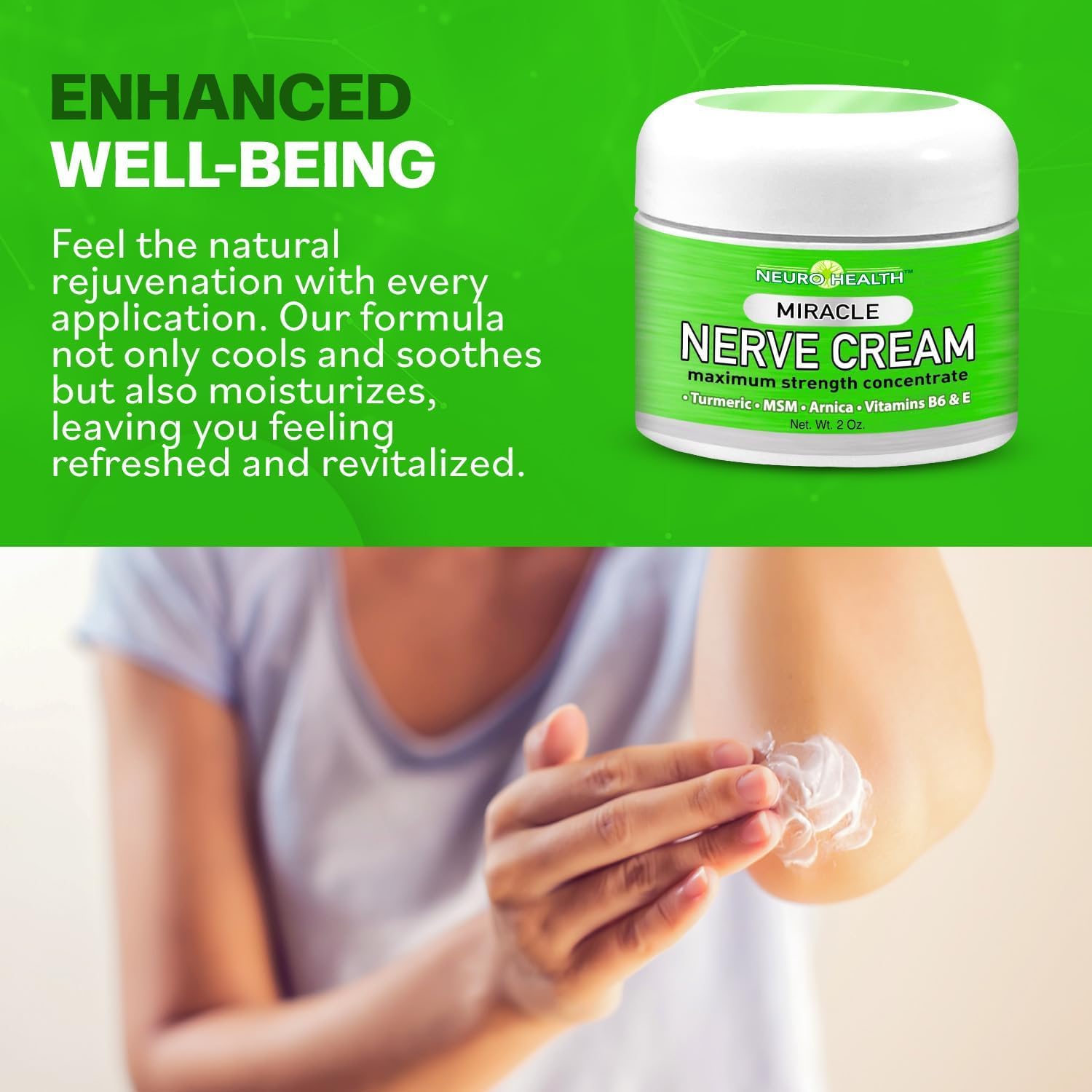 Neuro Health Miracle Nerve Cream - XL 4oz JAR - Maximum Strength - Turmeric and Arnica Blend for Neuropathy Discomfort Relief - Soothing Foot & Hand Formula with MSM, B6, E - Made in USA - TrustMedUSA
