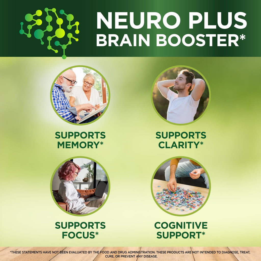 Neuro Plus Brain Supplement - Nootropic for Memory, Focus & Clarity - Neuro Brain and Focus Supplement with Bacopa Monnieri & DHA - Cognitive Support Formula - 60 Capsules - TrustMedUSA
