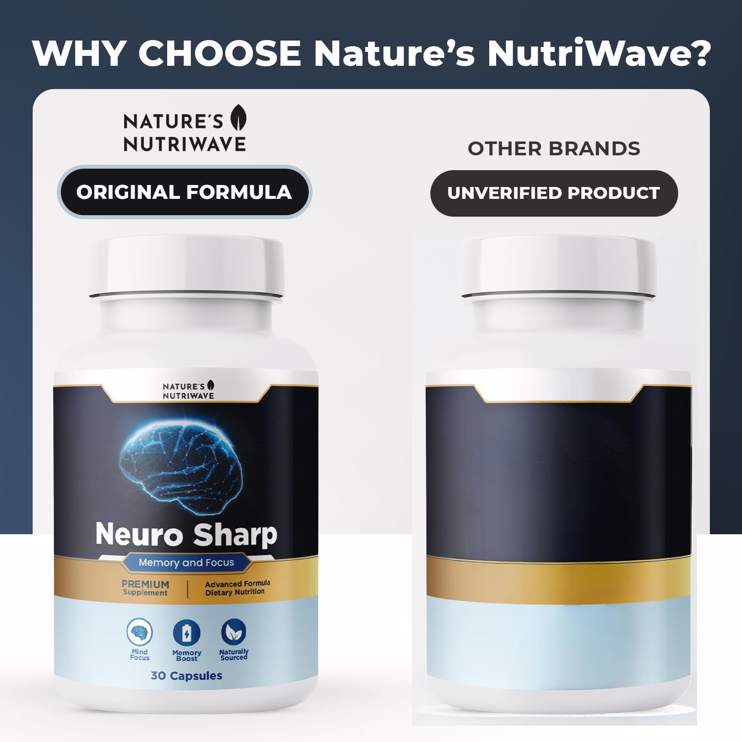 Neuro Sharp – Natural Formula with Bacopa Monnieri, Ginkgo Biloba & Huperzine-A – Made in the USA, Non-GMO, 30 Capsules, 3 Month Supply - TrustMedUSA