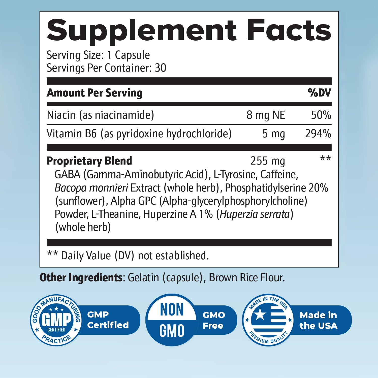 Neuro Sharp – Natural Formula with Bacopa Monnieri, Ginkgo Biloba & Huperzine-A – Made in the USA, Non-GMO, 30 Capsules, 3 Month Supply - TrustMedUSA